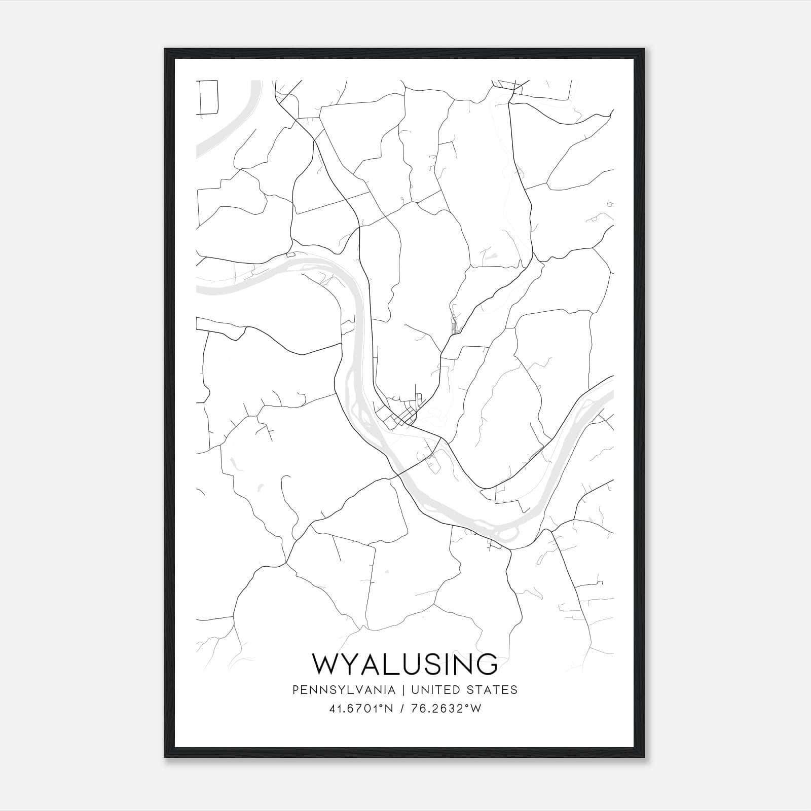 Wyalusing Pennsylvania Map Poster, Modern Home Decor Wall Art Print Wyalusing Pennsylvania Map Poster, Modern Home Decor Wall Art Print