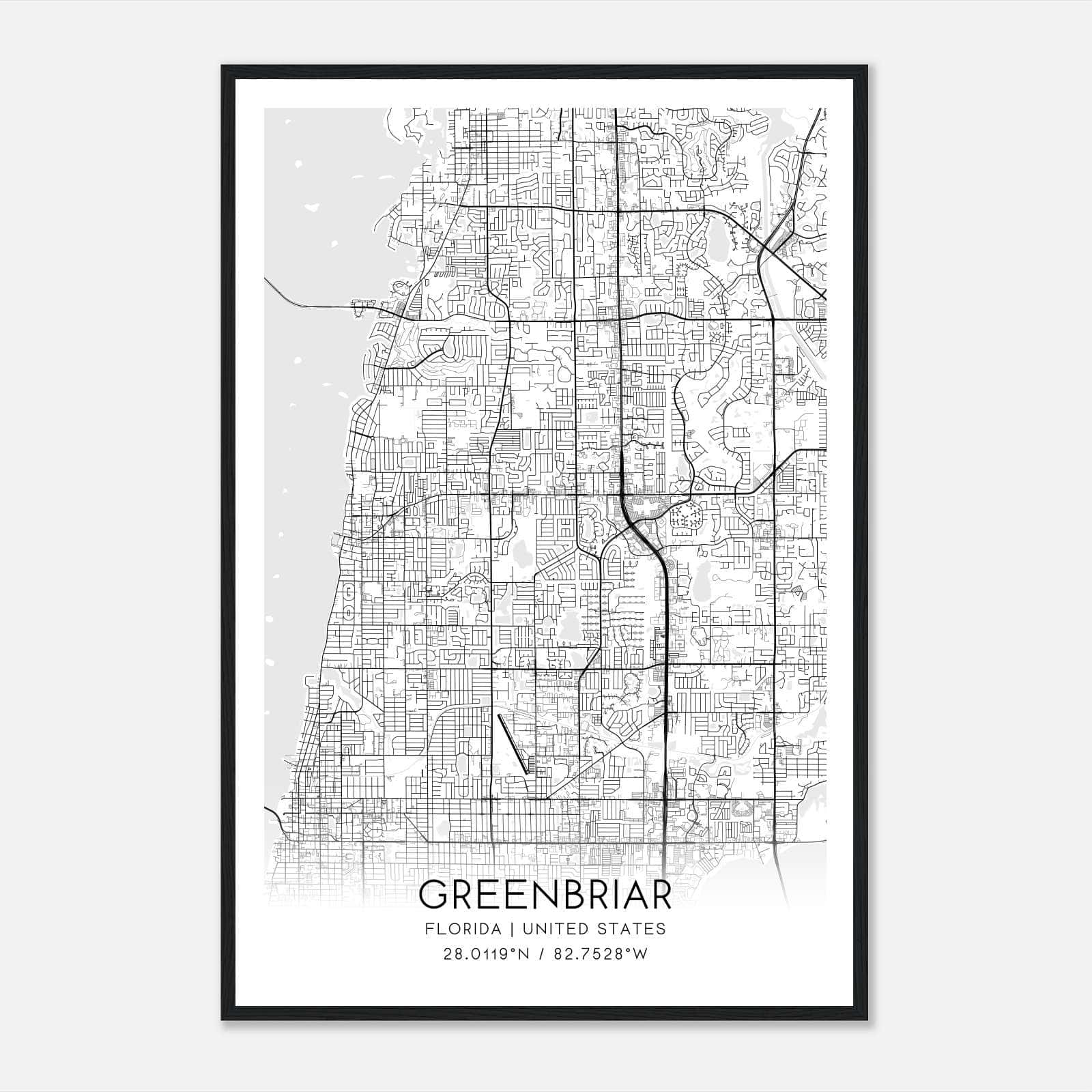 Greenbriar Florida Map Poster, Modern Home Decor Wall Art Print Greenbriar Florida Map Poster, Modern Home Decor Wall Art Print