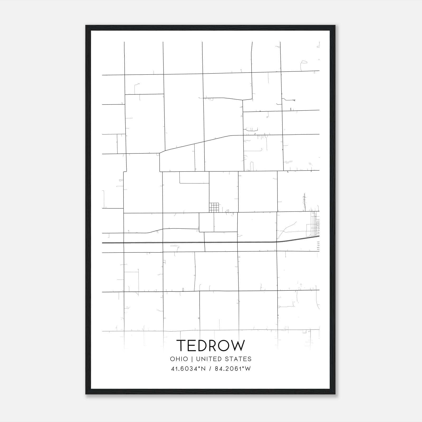 Tedrow Ohio Map Poster, Modern Home Decor Wall Art Print Tedrow Ohio Map Poster, Modern Home Decor Wall Art Print