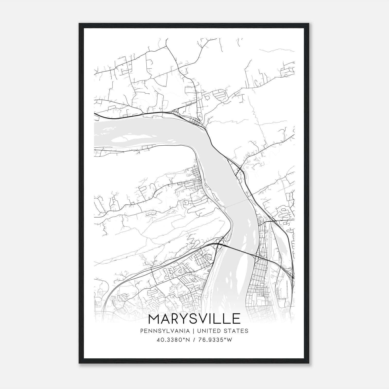Marysville Pennsylvania Map Poster, Modern Home Decor Wall Art Print Marysville Pennsylvania Map Poster, Modern Home Decor Wall Art Print