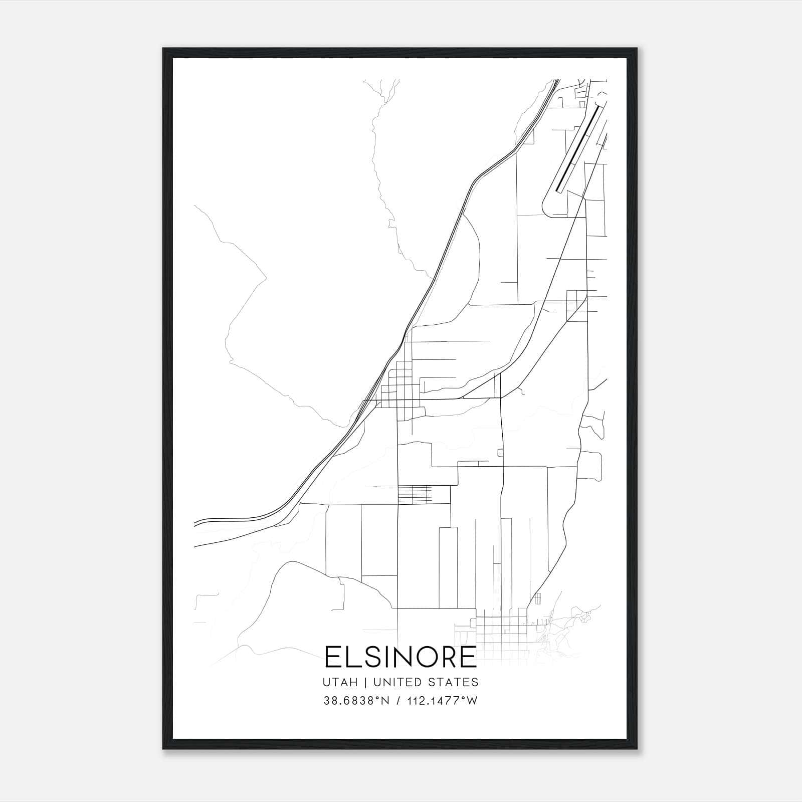 Elsinore Utah Map Poster, Modern Home Decor Wall Art Print Elsinore Utah Map Poster, Modern Home Decor Wall Art Print