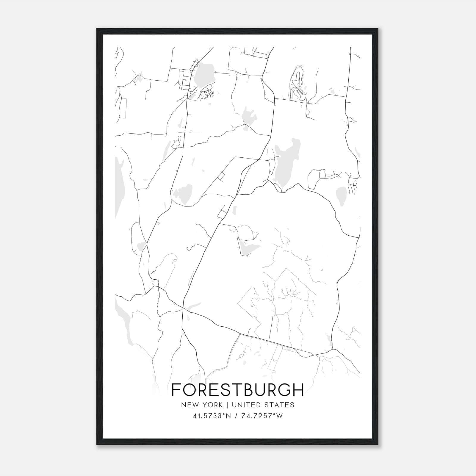 Forestburgh New York Map Poster, Modern Home Decor Wall Art Print Forestburgh New York Map Poster, Modern Home Decor Wall Art Print