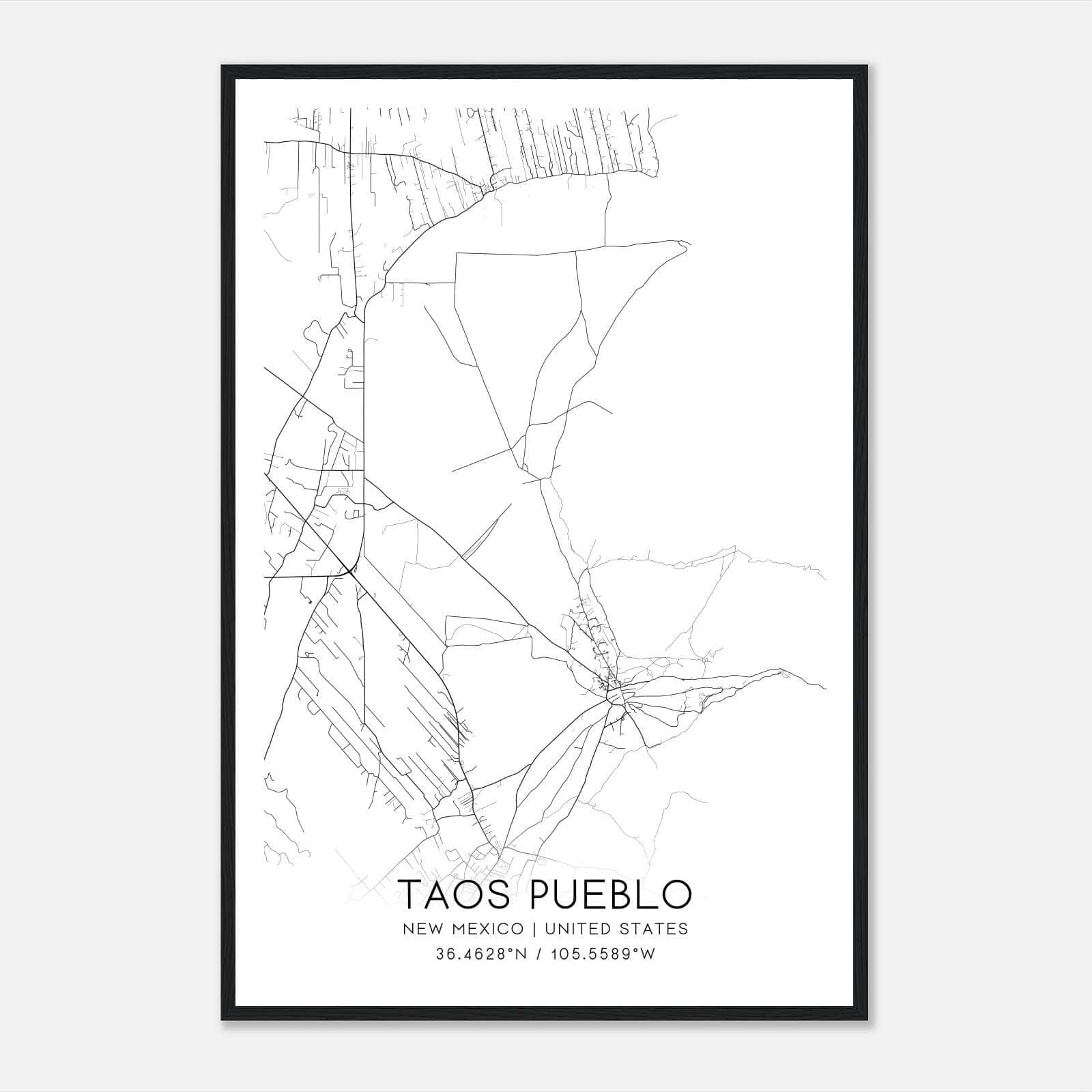 Taos Pueblo New Mexico Map Poster, Modern Home Decor Wall Art Print Taos Pueblo New Mexico Map Poster, Modern Home Decor Wall Art Print