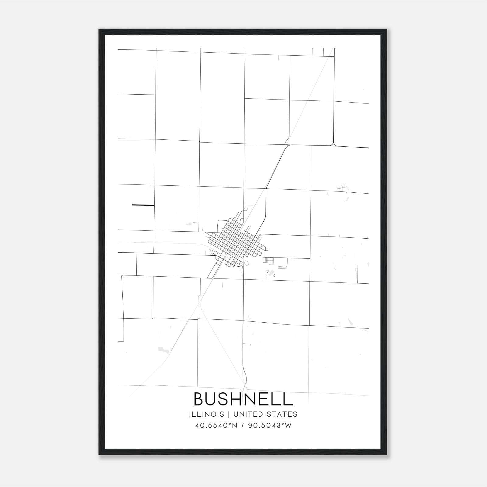 Bushnell Illinois Map Poster, Modern Home Decor Wall Art Print Bushnell Illinois Map Poster, Modern Home Decor Wall Art Print