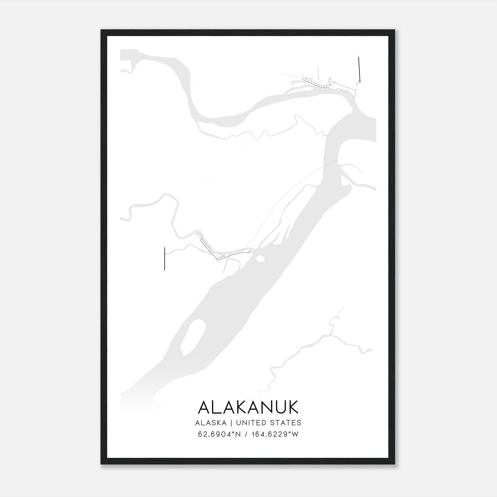 Alakanuk Alaska Map Poster, Modern Home Decor Wall Art Print Alakanuk Alaska Map Poster, Modern Home Decor Wall Art Print