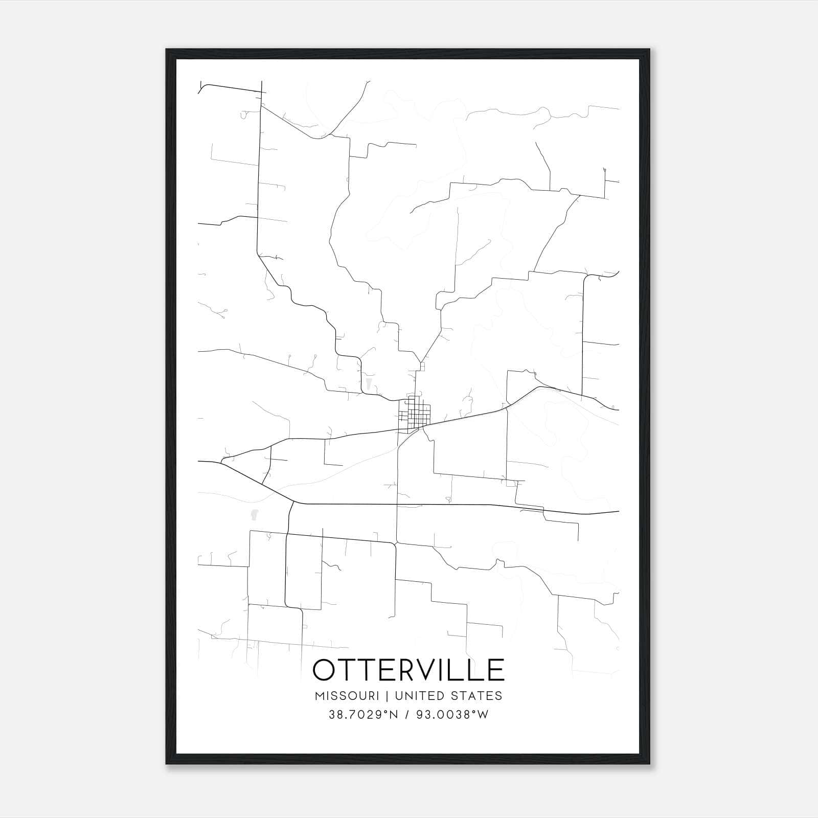 Otterville Missouri Map Poster, Modern Home Decor Wall Art Print Otterville Missouri Map Poster, Modern Home Decor Wall Art Print