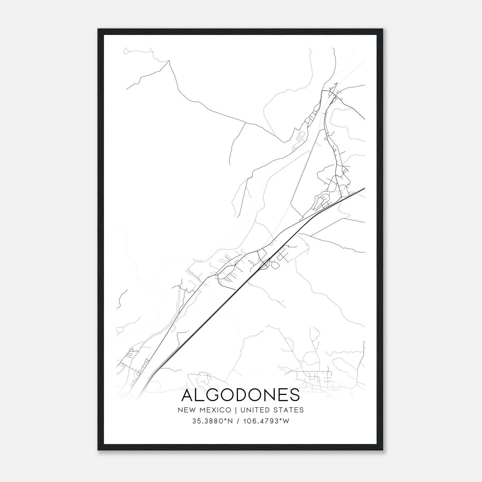 Algodones New Mexico Map Poster, Modern Home Decor Wall Art Print Algodones New Mexico Map Poster, Modern Home Decor Wall Art Print