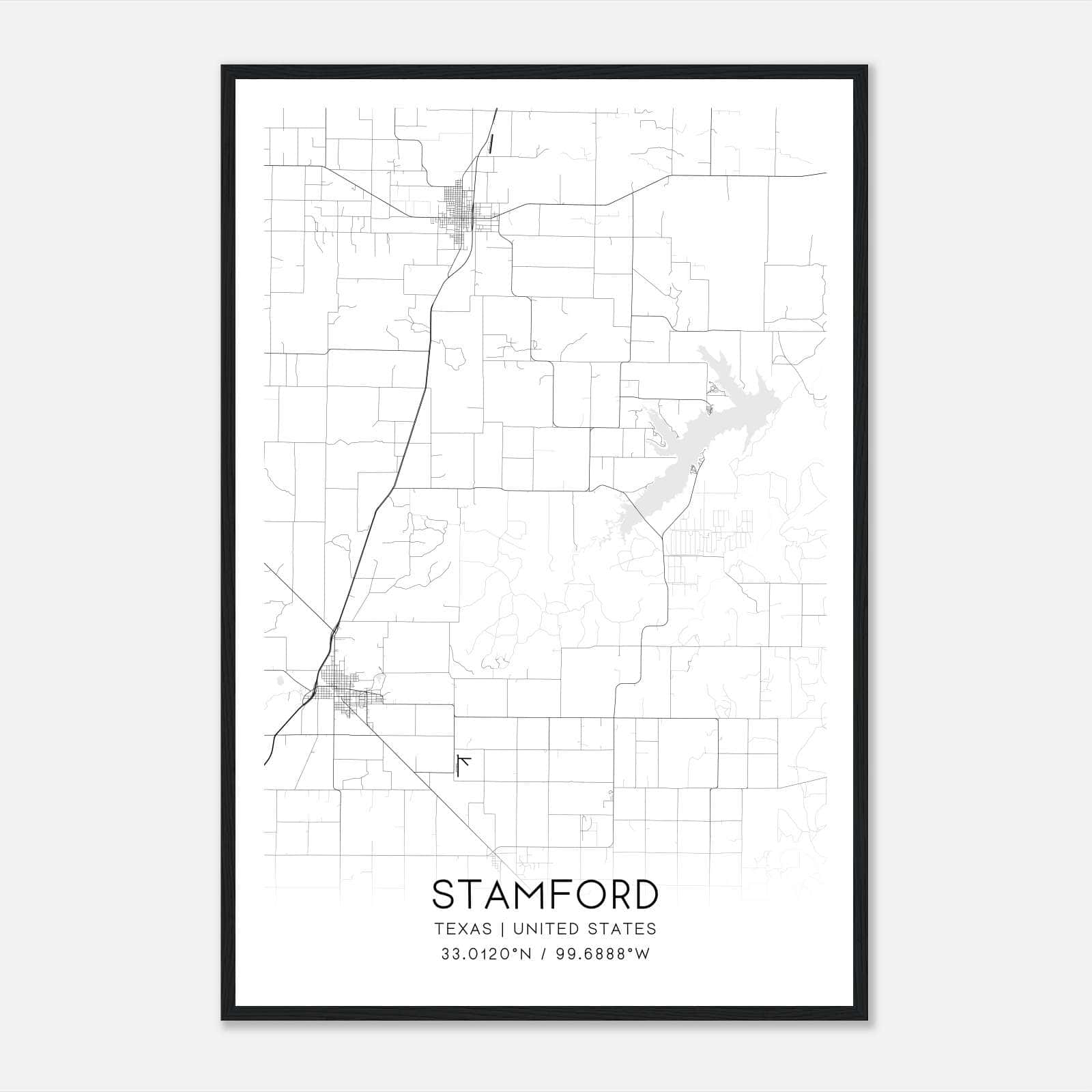 Stamford Texas Map Poster, Modern Home Decor Wall Art Print Stamford Texas Map Poster, Modern Home Decor Wall Art Print