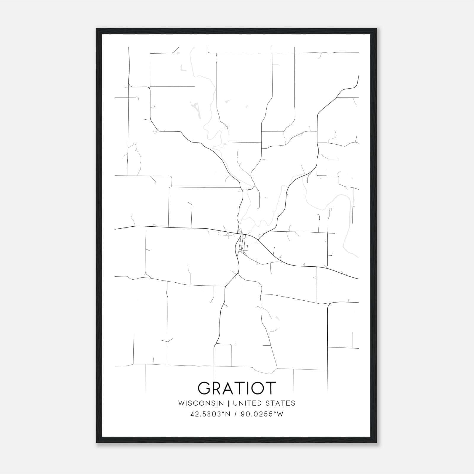 Gratiot Wisconsin Map Poster, Modern Home Decor Wall Art Print Gratiot Wisconsin Map Poster, Modern Home Decor Wall Art Print