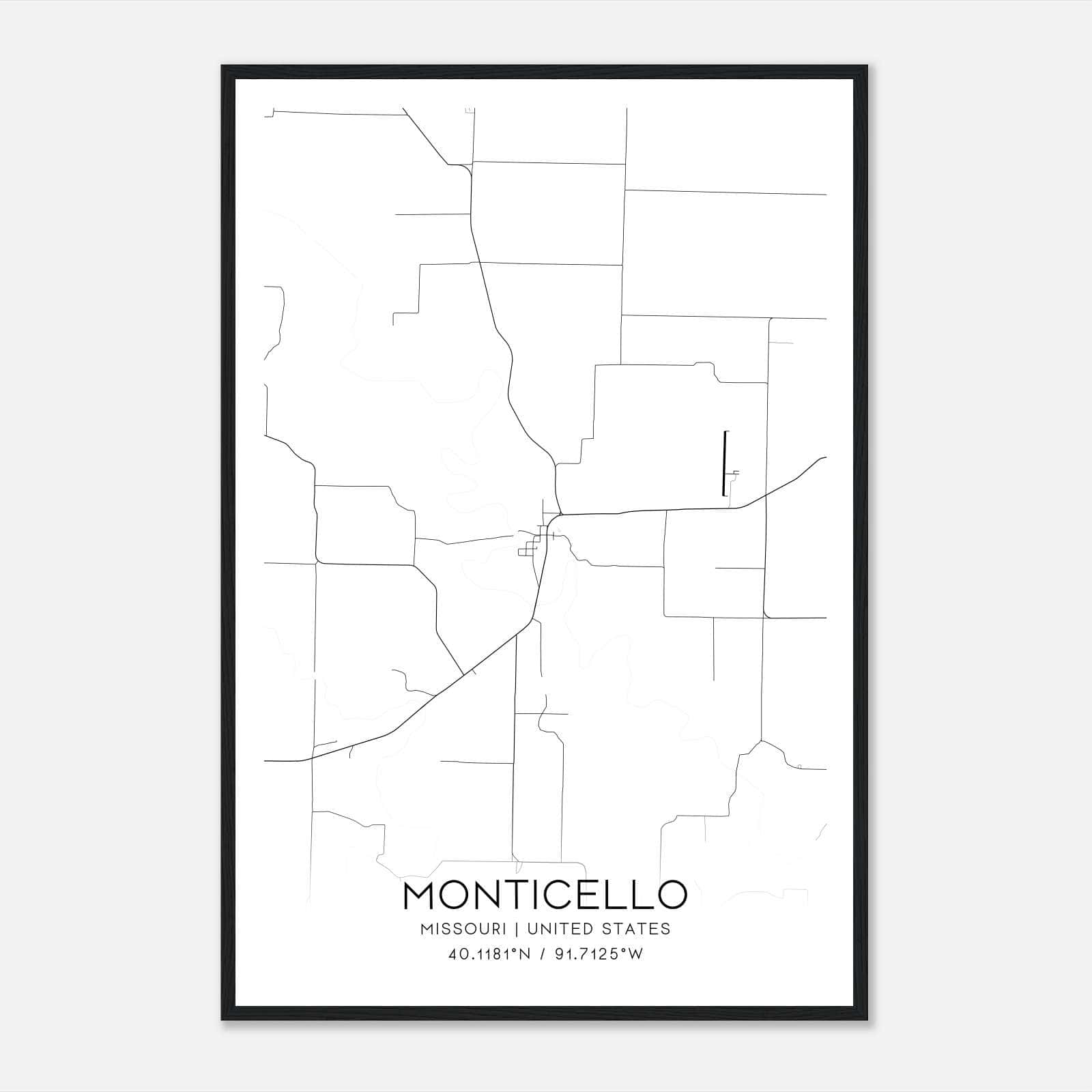 Monticello Missouri Map Poster, Modern Home Decor Wall Art Print Monticello Missouri Map Poster, Modern Home Decor Wall Art Print