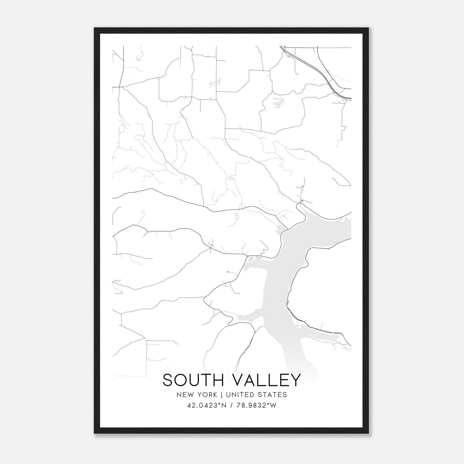 South Valley New York Map Poster, Modern Home Decor Wall Art Print South Valley New York Map Poster, Modern Home Decor Wall Art Print