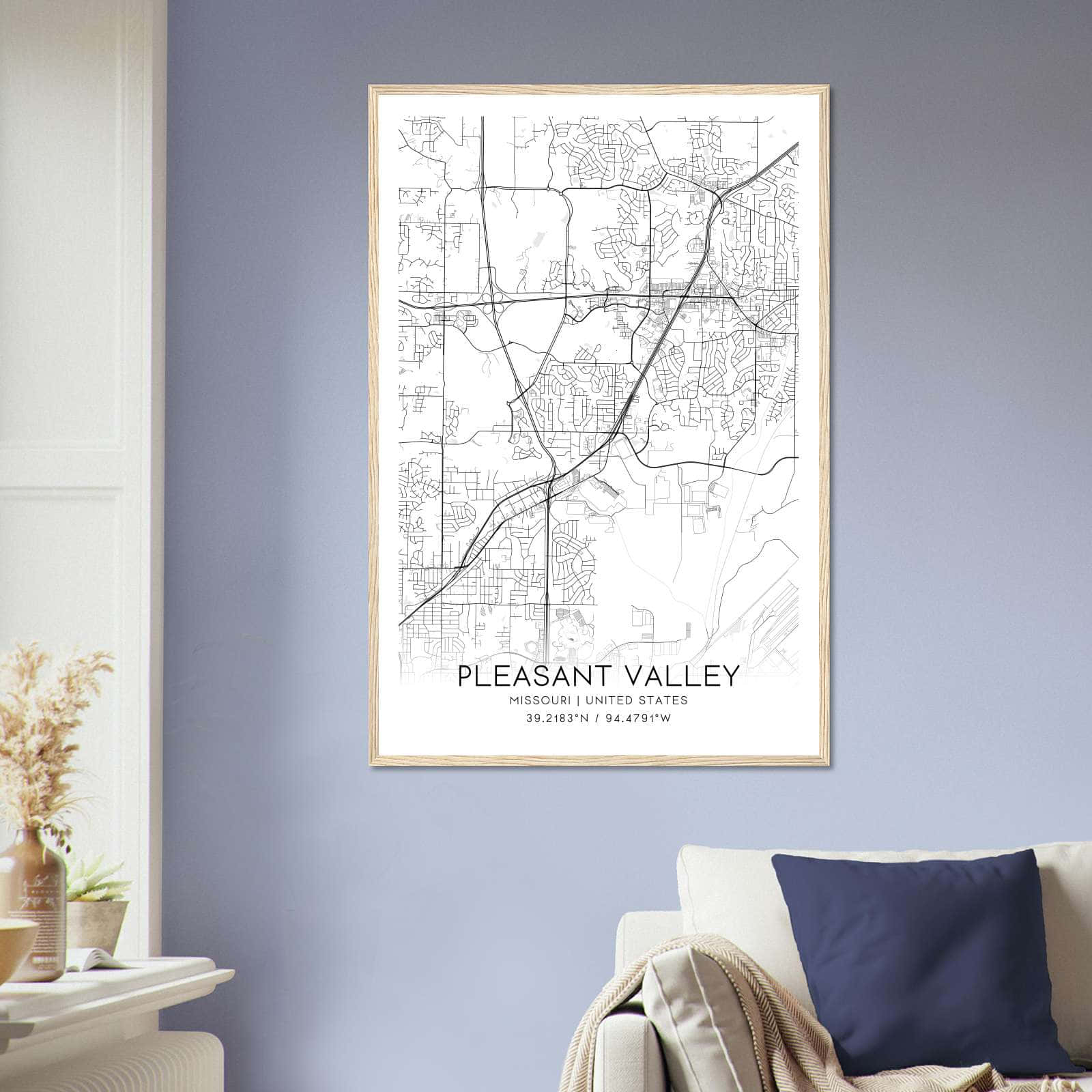 Deerfield Kansas Map Poster, Modern Home Decor Wall Art Print (Copy)
