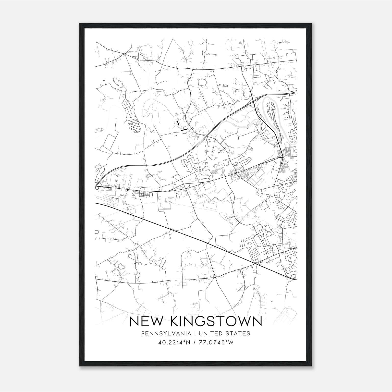 New Kingstown Pennsylvania Map Poster, Modern Home Decor Wall Art Print New Kingstown Pennsylvania Map Poster, Modern Home Decor Wall Art Print