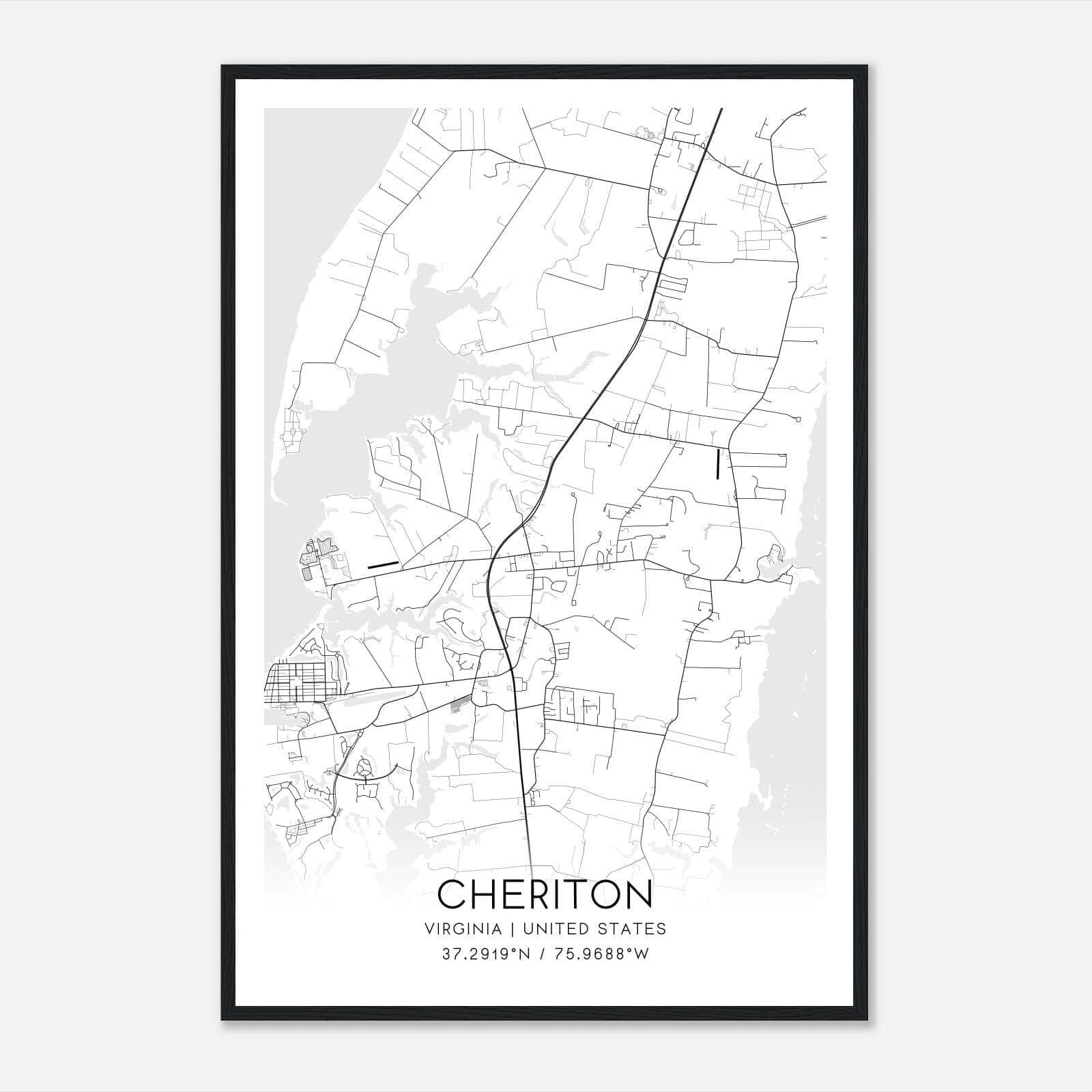 Cheriton Virginia Map Poster, Modern Home Decor Wall Art Print Cheriton Virginia Map Poster, Modern Home Decor Wall Art Print