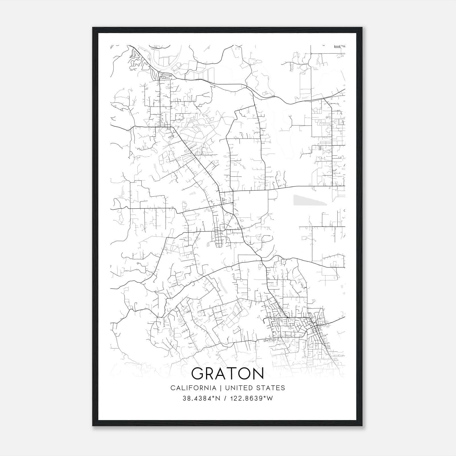 Graton California Map Poster, Modern Home Decor Wall Art Print Graton California Map Poster, Modern Home Decor Wall Art Print