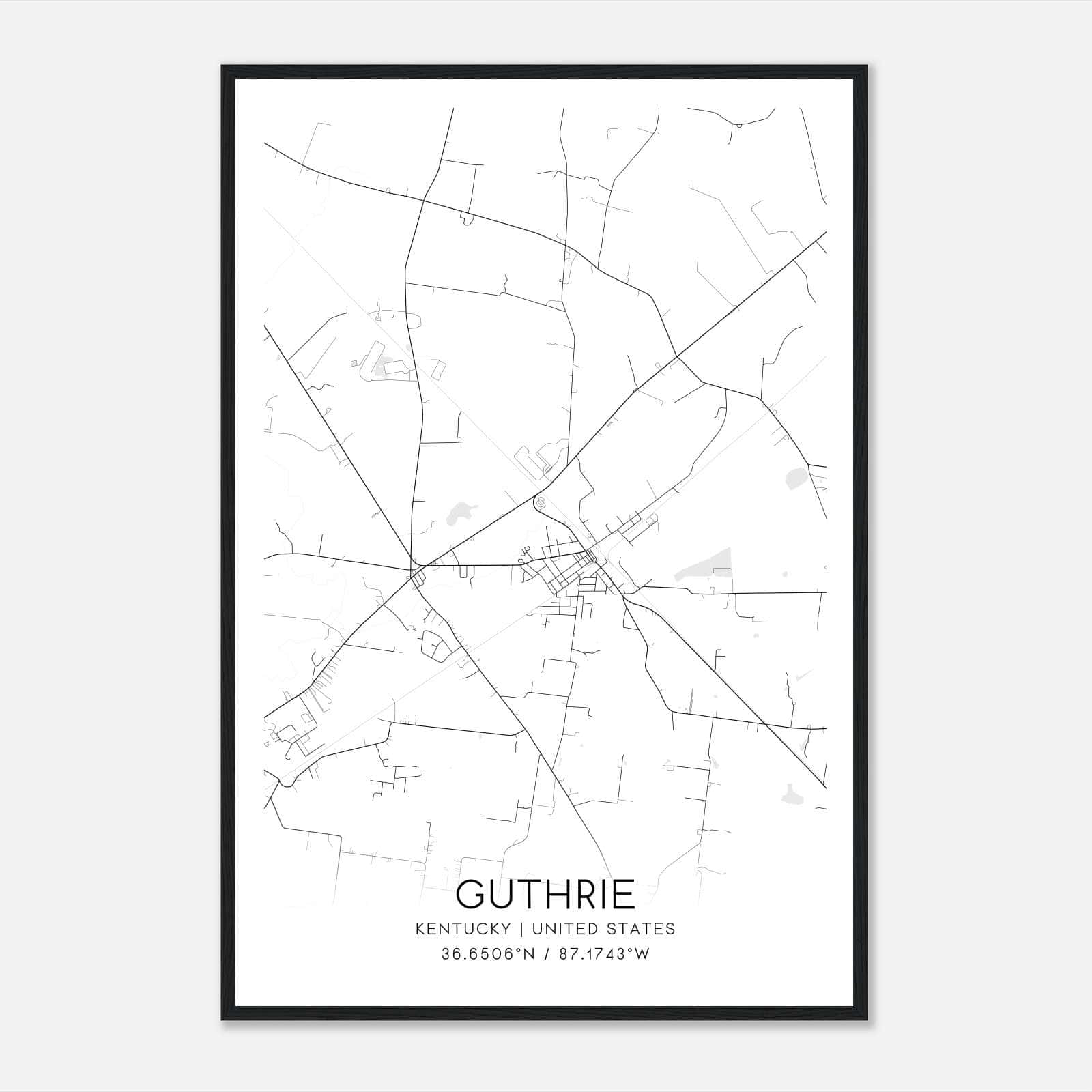 Guthrie Kentucky Map Poster, Modern Home Decor Wall Art Print Guthrie Kentucky Map Poster, Modern Home Decor Wall Art Print