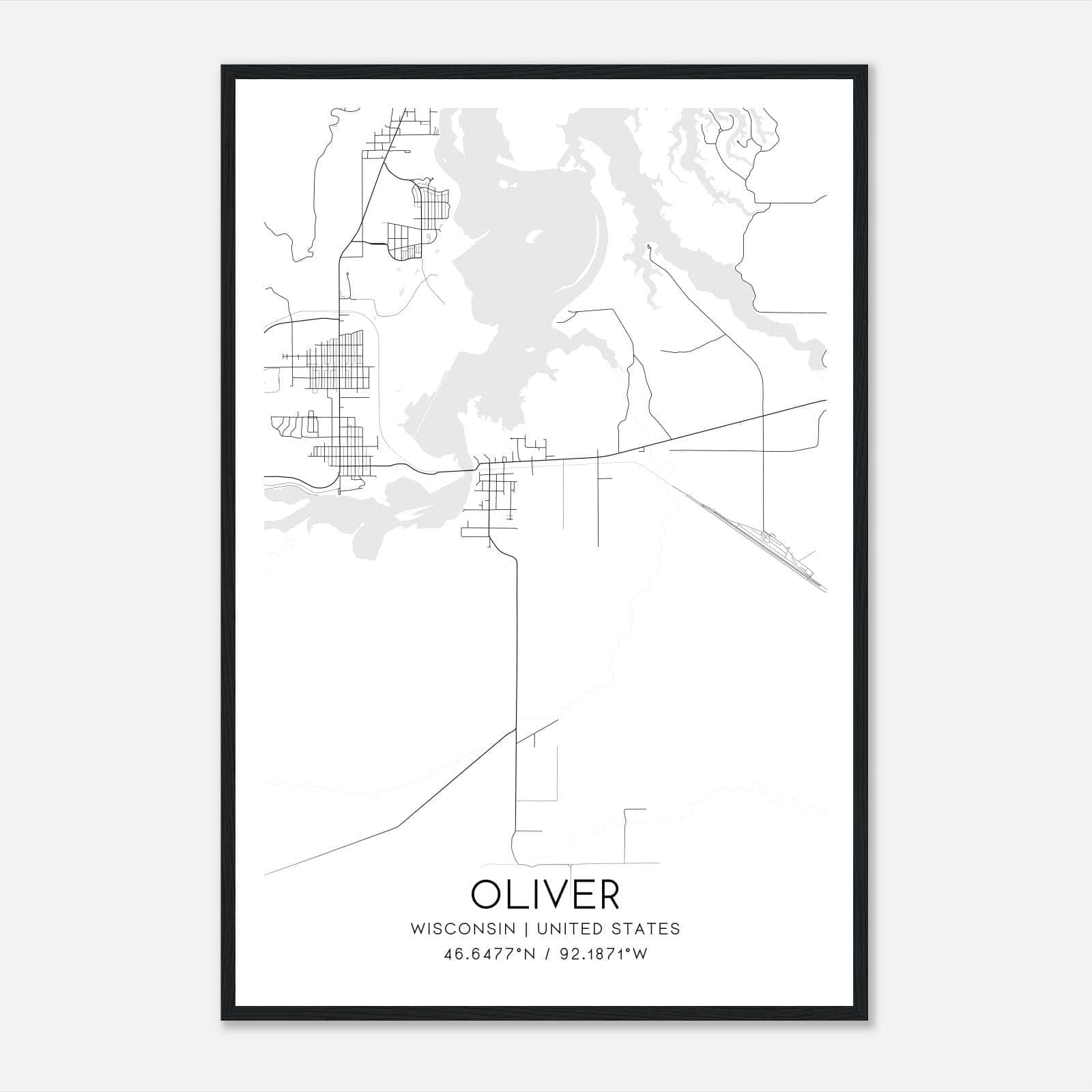 Oliver Wisconsin Map Poster, Modern Home Decor Wall Art Print Oliver Wisconsin Map Poster, Modern Home Decor Wall Art Print