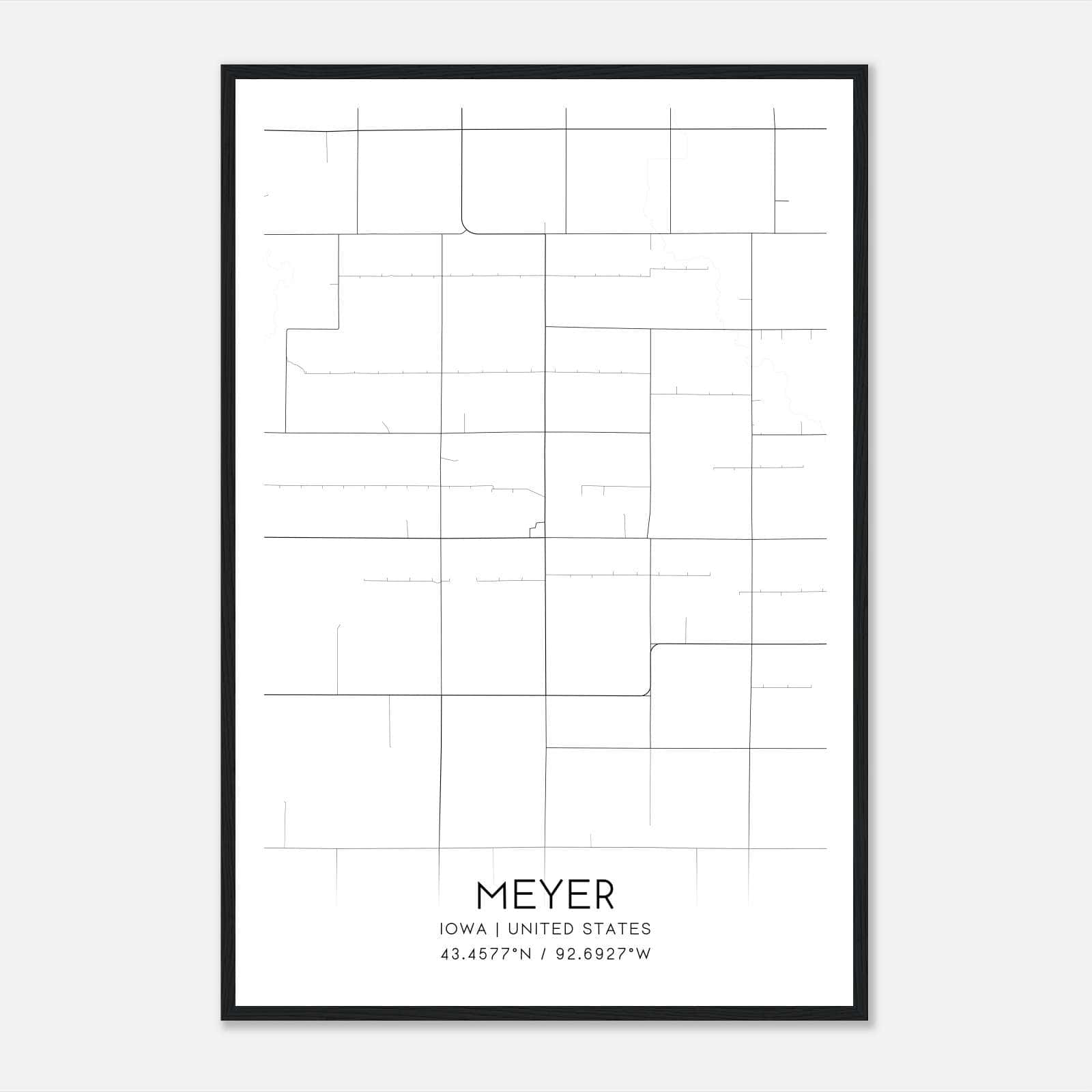 Meyer Iowa Map Poster, Modern Home Decor Wall Art Print Meyer Iowa Map Poster, Modern Home Decor Wall Art Print