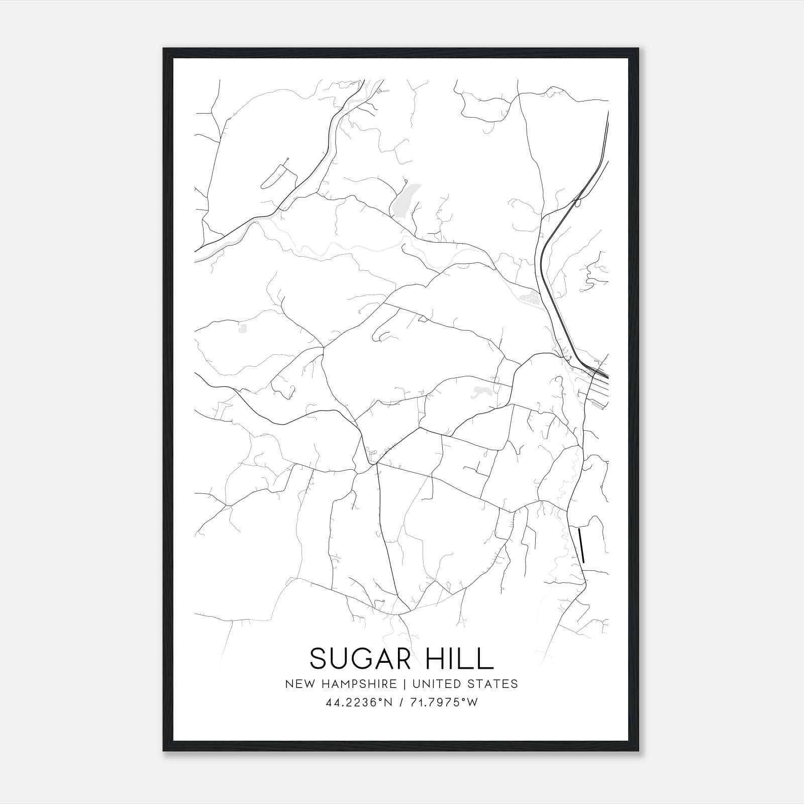 Sugar Hill New Hampshire Map Poster, Modern Home Decor Wall Art Print Sugar Hill New Hampshire Map Poster, Modern Home Decor Wall Art Print