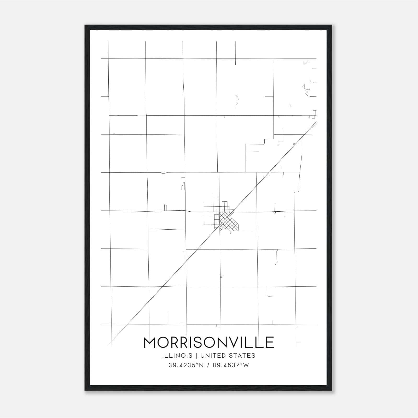 Morrisonville Illinois Map Poster, Modern Home Decor Wall Art Print Morrisonville Illinois Map Poster, Modern Home Decor Wall Art Print