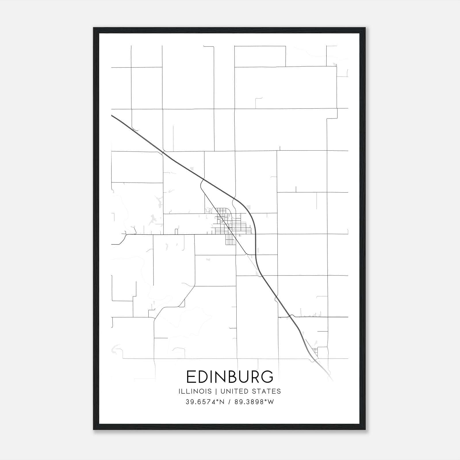Edinburg Illinois Map Poster, Modern Home Decor Wall Art Print Edinburg Illinois Map Poster, Modern Home Decor Wall Art Print