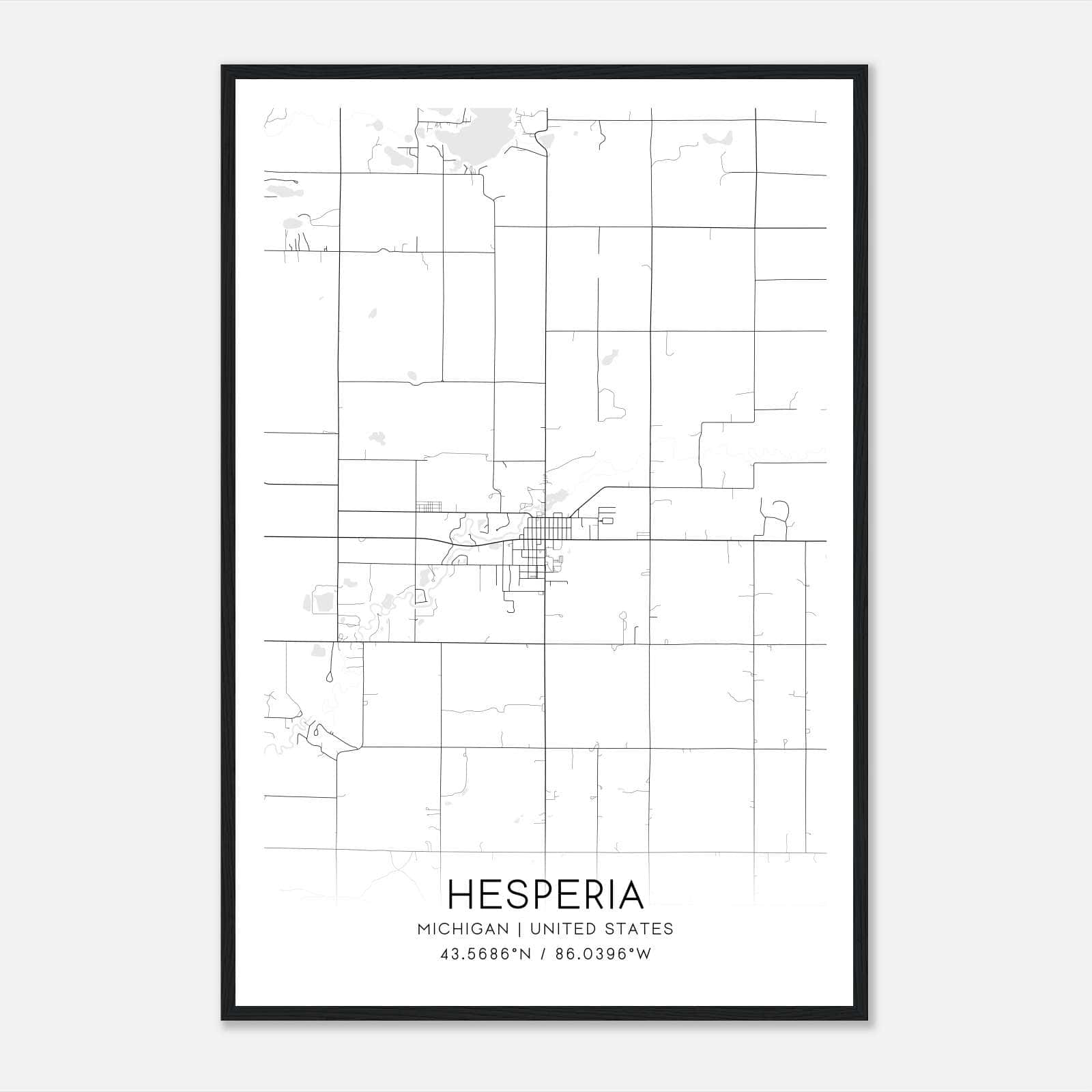 Hesperia Michigan Map Poster, Modern Home Decor Wall Art Print Hesperia Michigan Map Poster, Modern Home Decor Wall Art Print