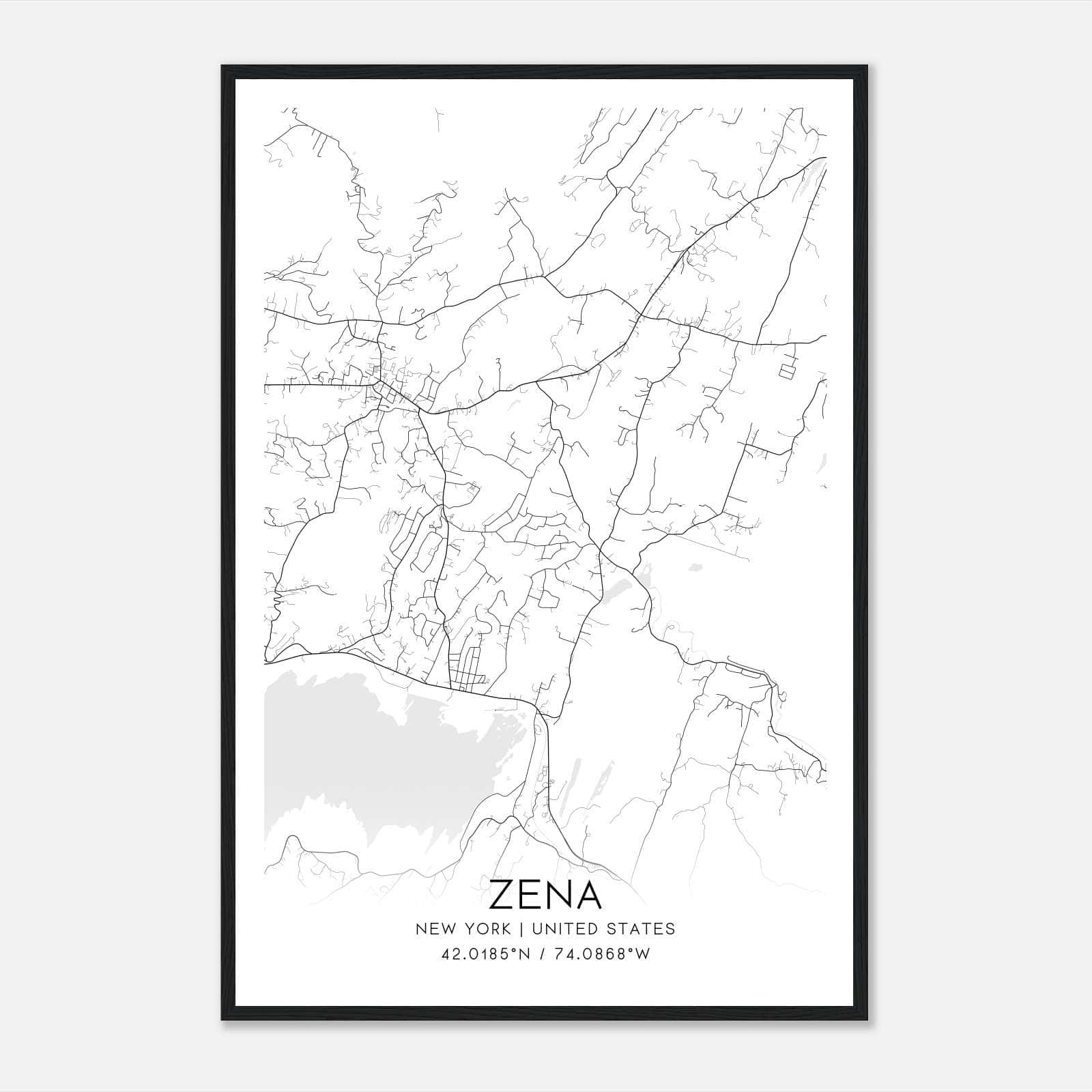 Zena New York Map Poster, Modern Home Decor Wall Art Print
