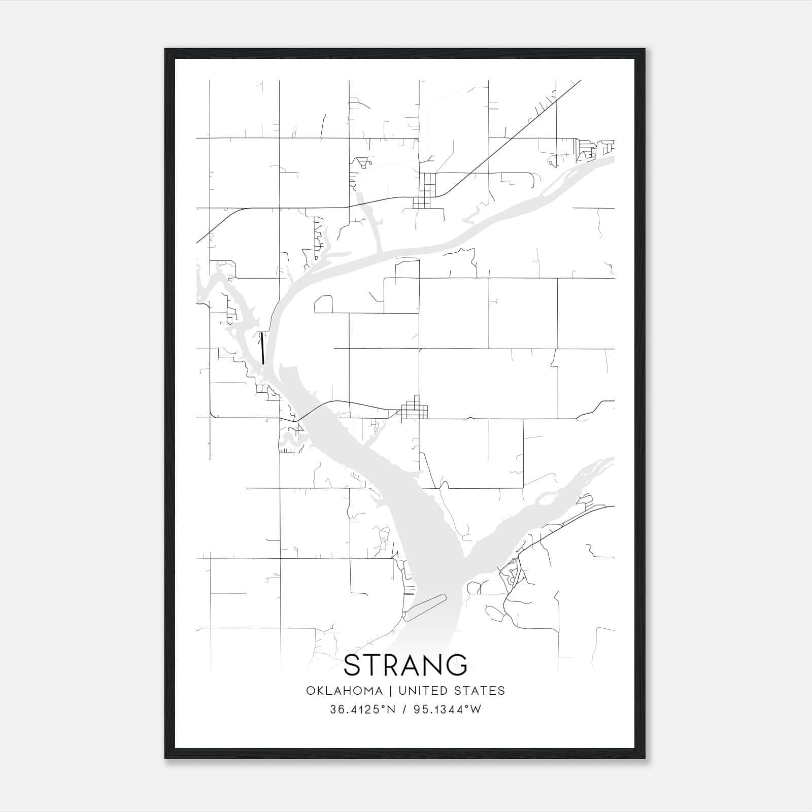 Strang Oklahoma Map Poster, Modern Home Decor Wall Art Print Strang Oklahoma Map Poster, Modern Home Decor Wall Art Print