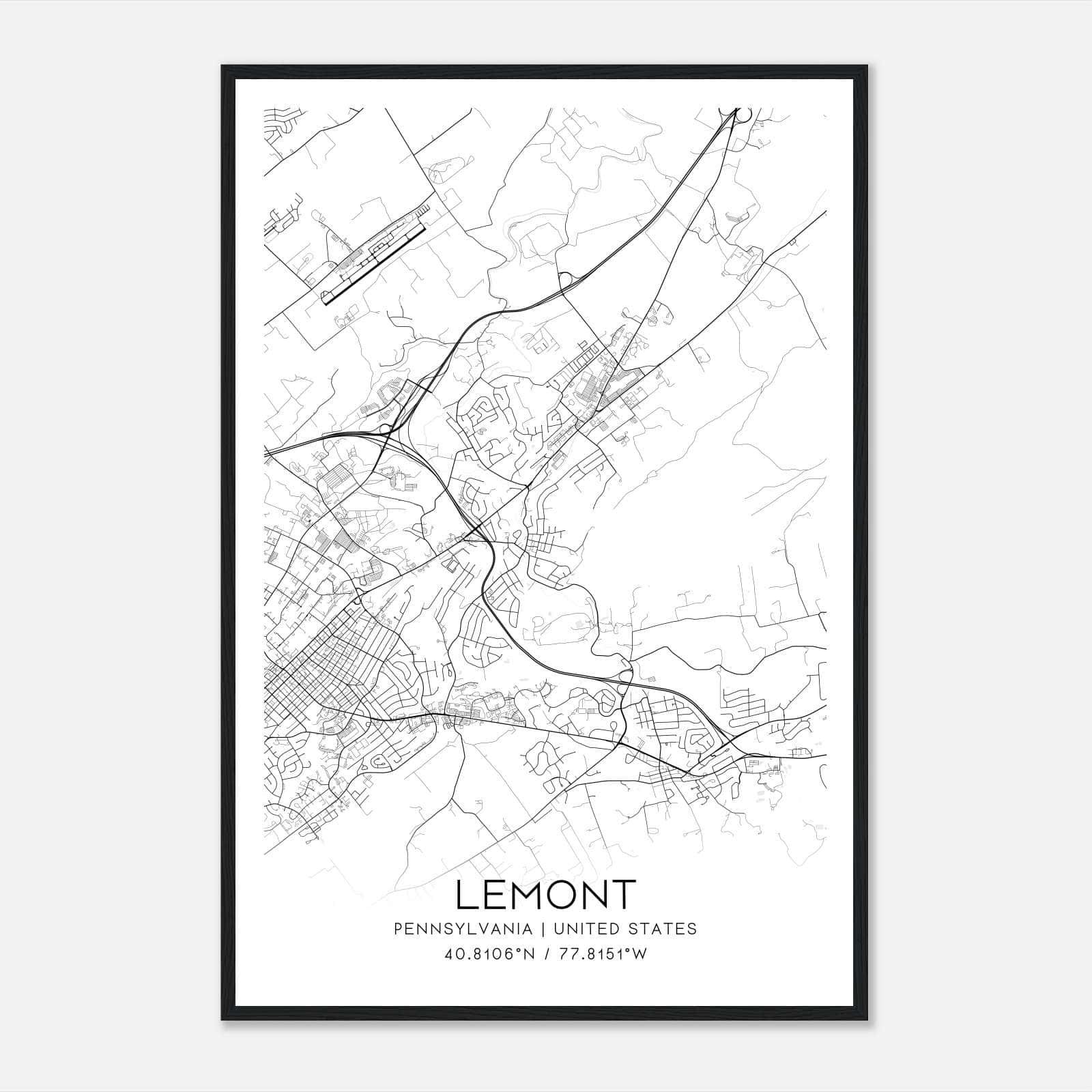 Lemont Pennsylvania Map Poster, Modern Home Decor Wall Art Print Lemont Pennsylvania Map Poster, Modern Home Decor Wall Art Print