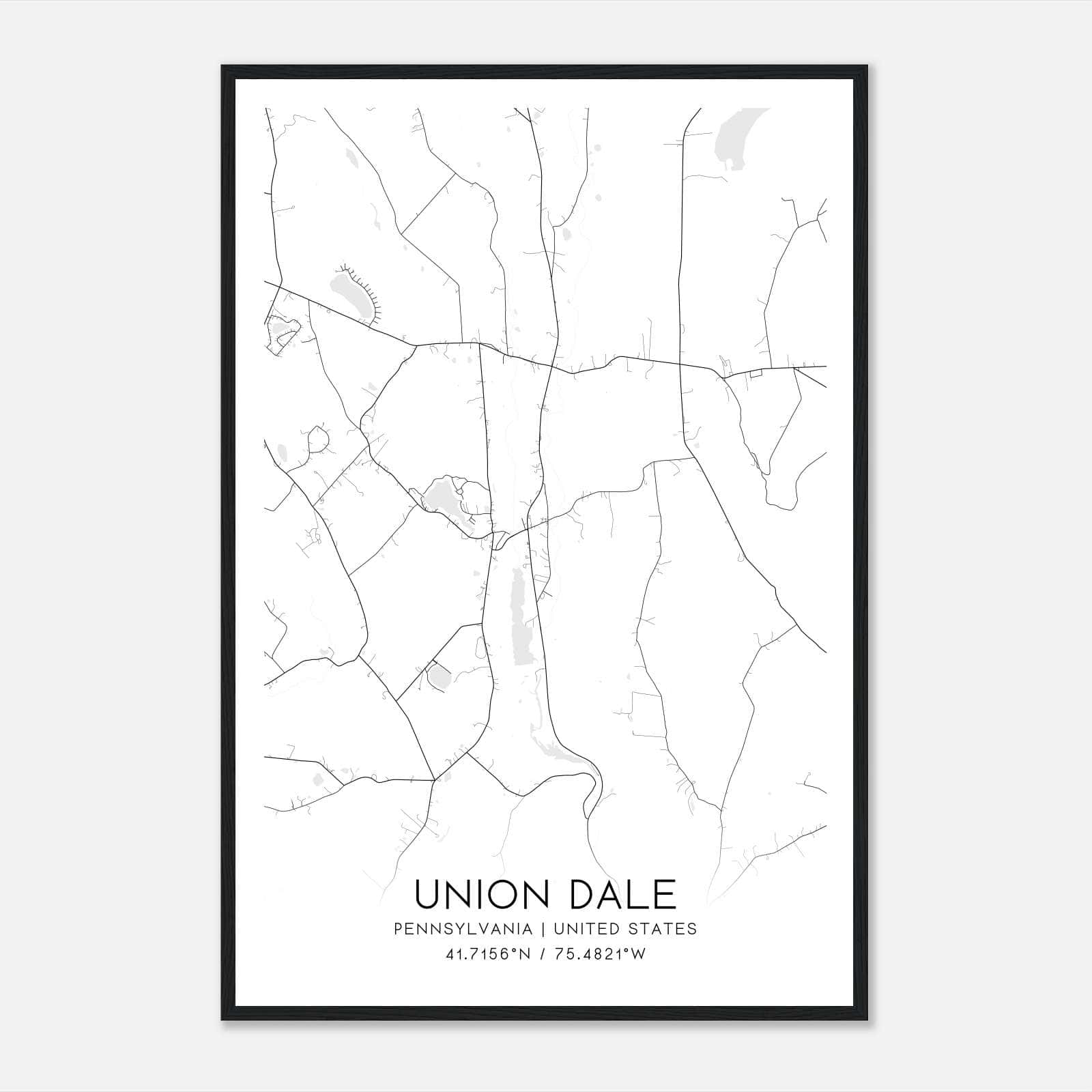 Union Dale Pennsylvania Map Poster, Modern Home Decor Wall Art Print Union Dale Pennsylvania Map Poster, Modern Home Decor Wall Art Print