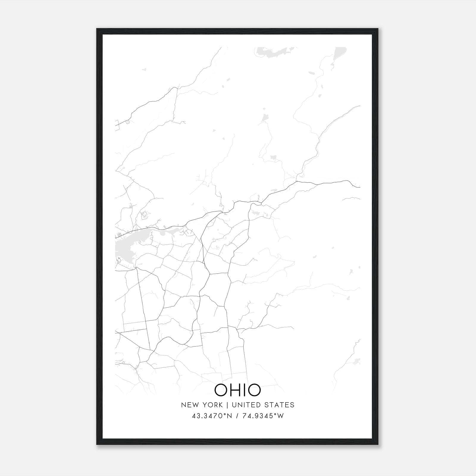 Ohio New York Map Poster, Modern Home Decor Wall Art Print Ohio New York Map Poster, Modern Home Decor Wall Art Print