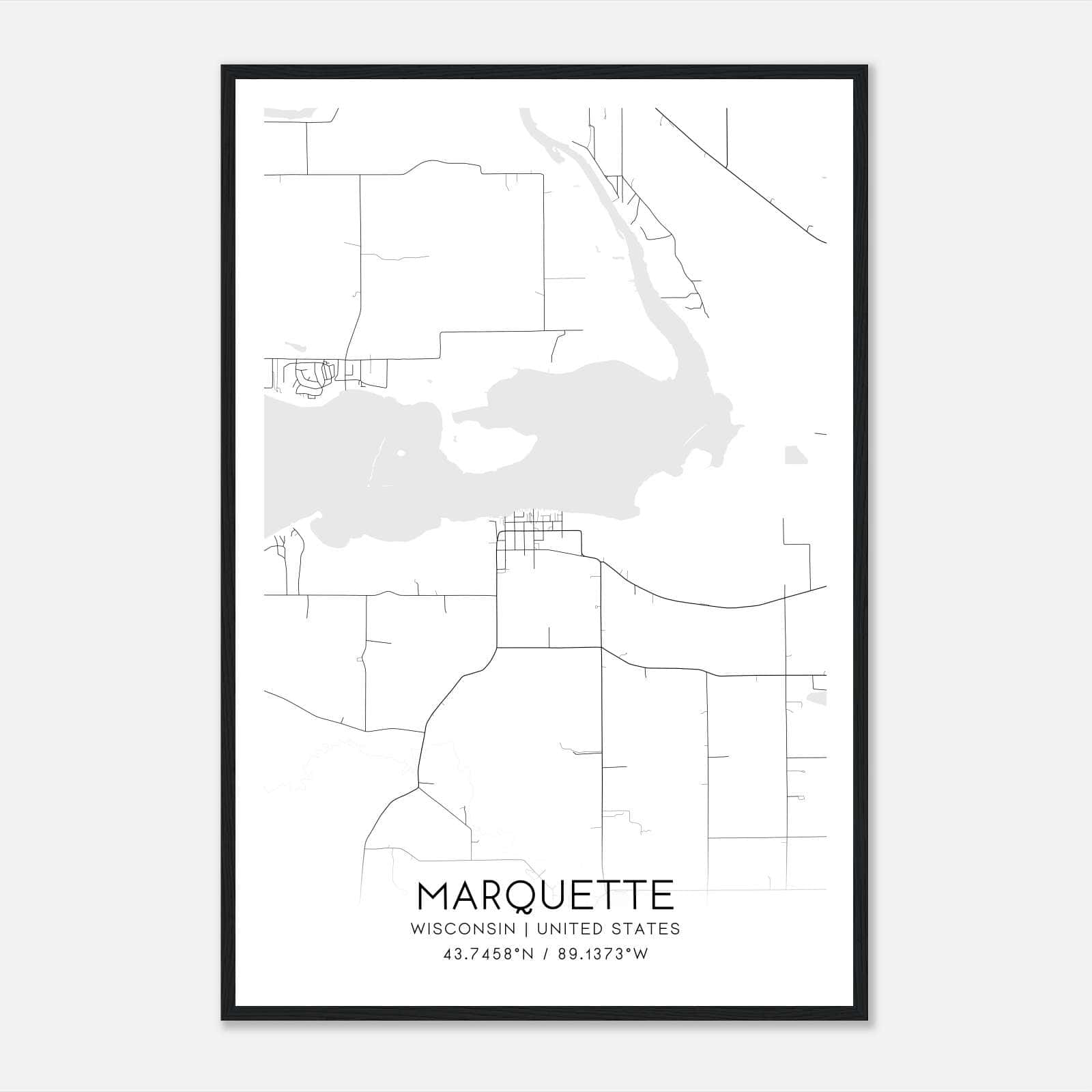 Marquette Wisconsin Map Poster, Modern Home Decor Wall Art Print Marquette Wisconsin Map Poster, Modern Home Decor Wall Art Print