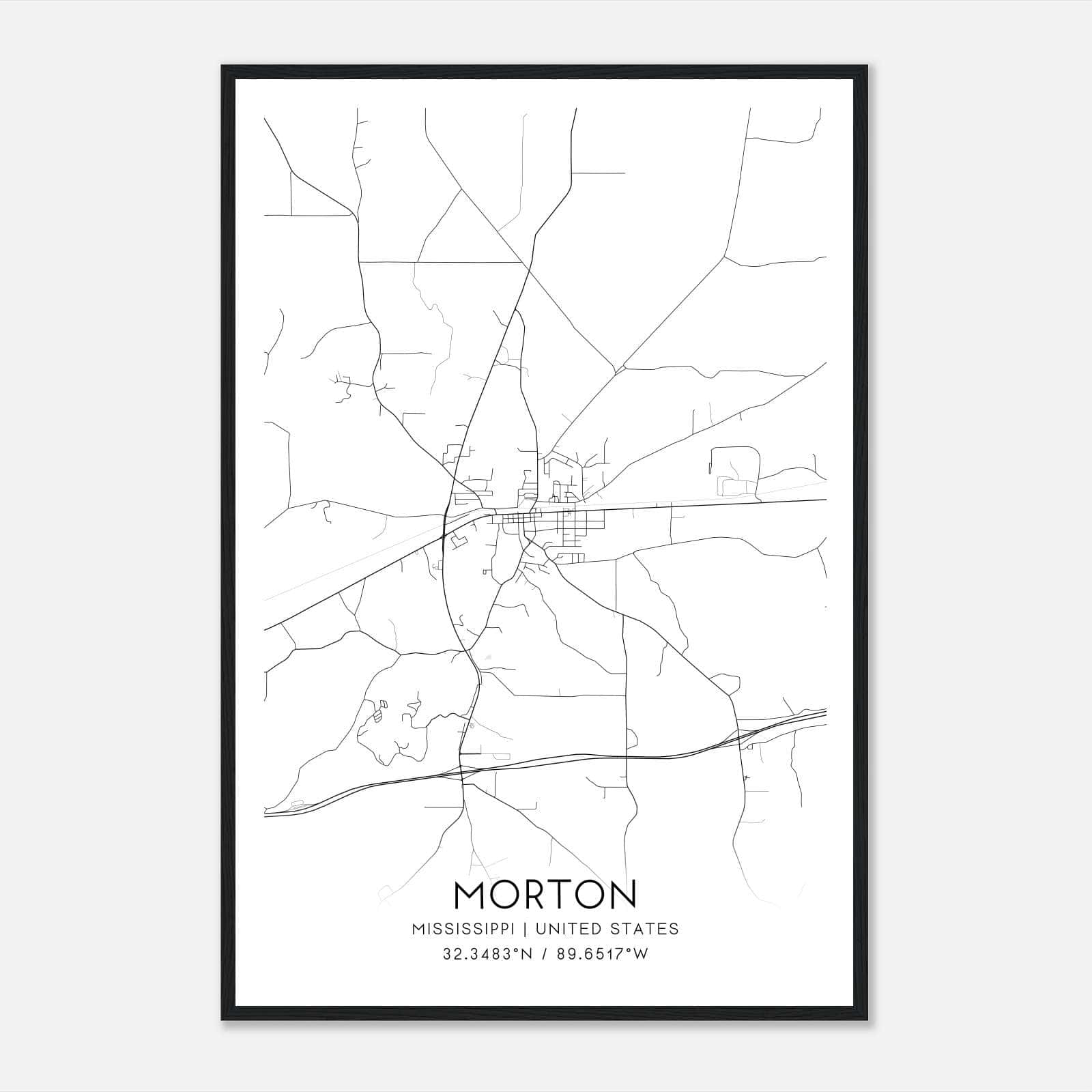 Morton Mississippi Map Poster, Modern Home Decor Wall Art Print Morton Mississippi Map Poster, Modern Home Decor Wall Art Print