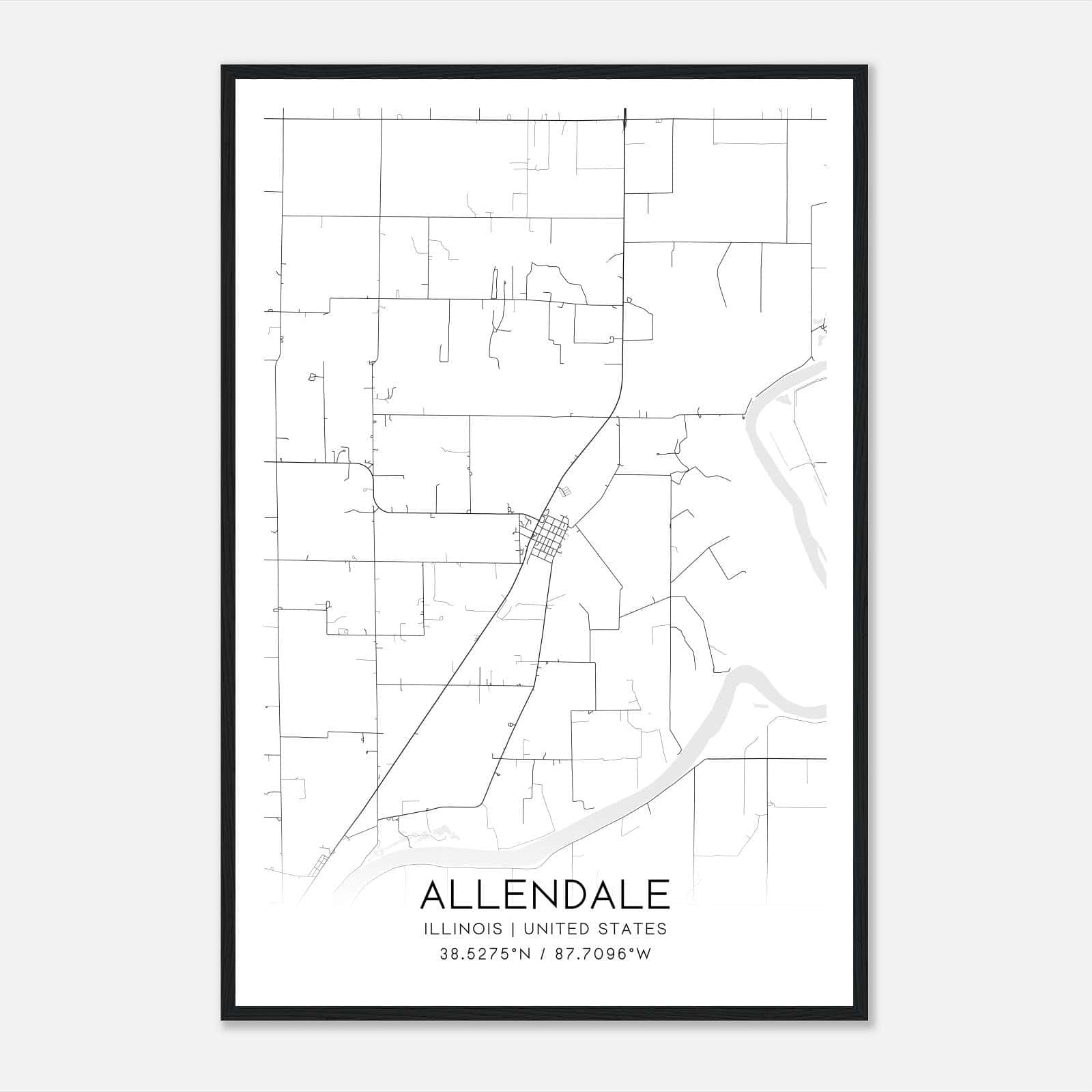 Allendale Illinois Map Poster, Modern Home Decor Wall Art Print Allendale Illinois Map Poster, Modern Home Decor Wall Art Print