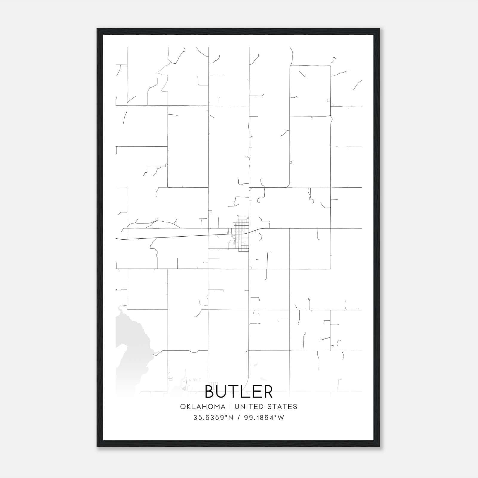 Butler Oklahoma Map Poster, Modern Home Decor Wall Art Print Butler Oklahoma Map Poster, Modern Home Decor Wall Art Print