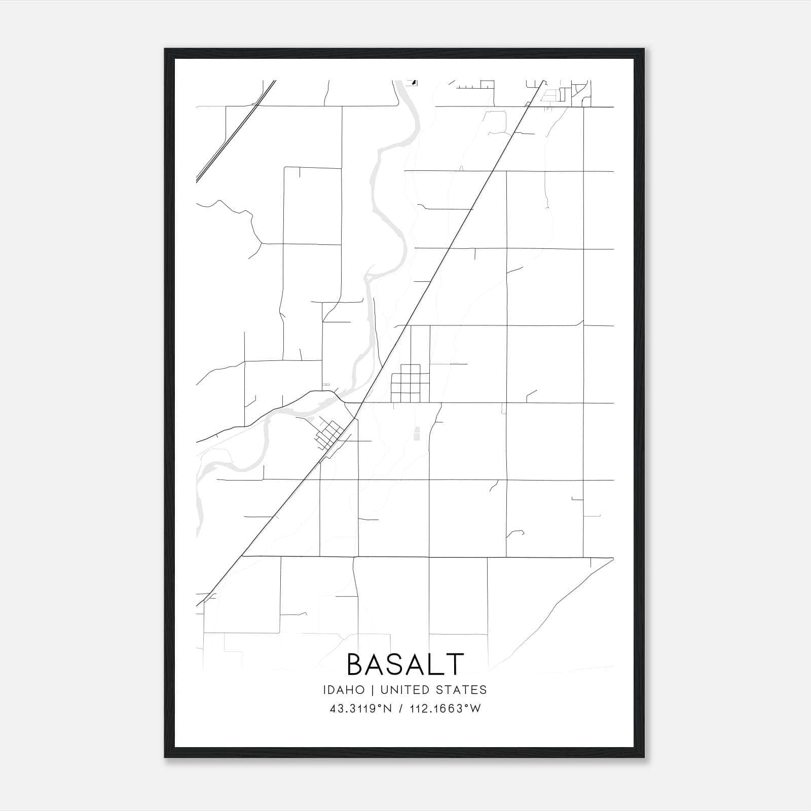 Basalt Idaho Map Poster, Modern Home Decor Wall Art Print Basalt Idaho Map Poster, Modern Home Decor Wall Art Print