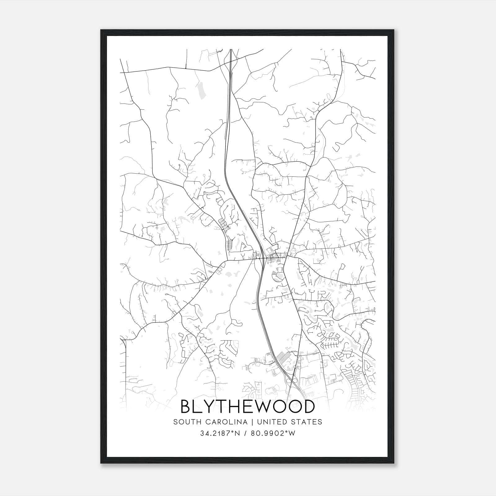Blythewood South Carolina Map Poster, Modern Home Decor Wall Art Print Blythewood South Carolina Map Poster, Modern Home Decor Wall Art Print