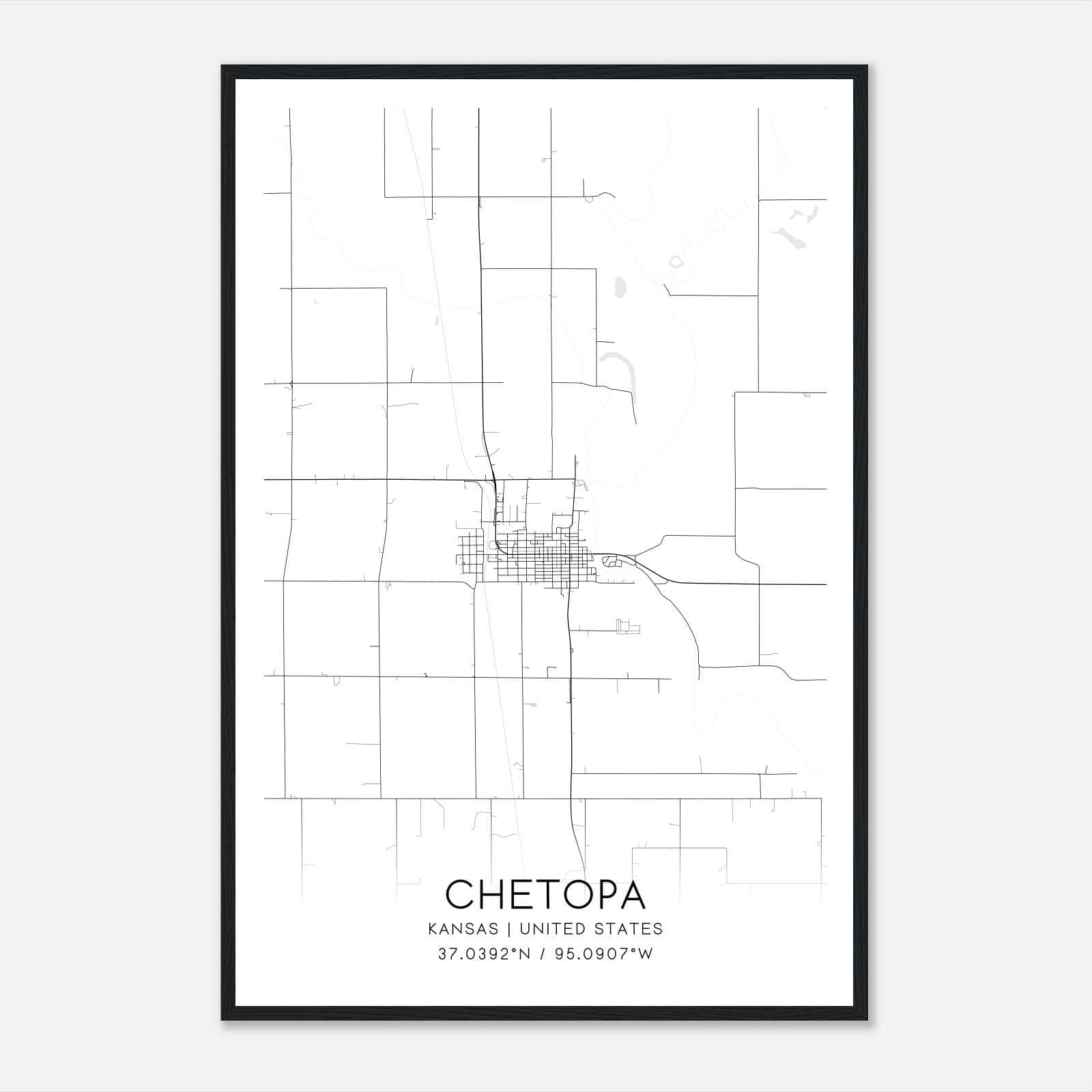 Chetopa Kansas Map Poster, Modern Home Decor Wall Art Print Chetopa Kansas Map Poster, Modern Home Decor Wall Art Print