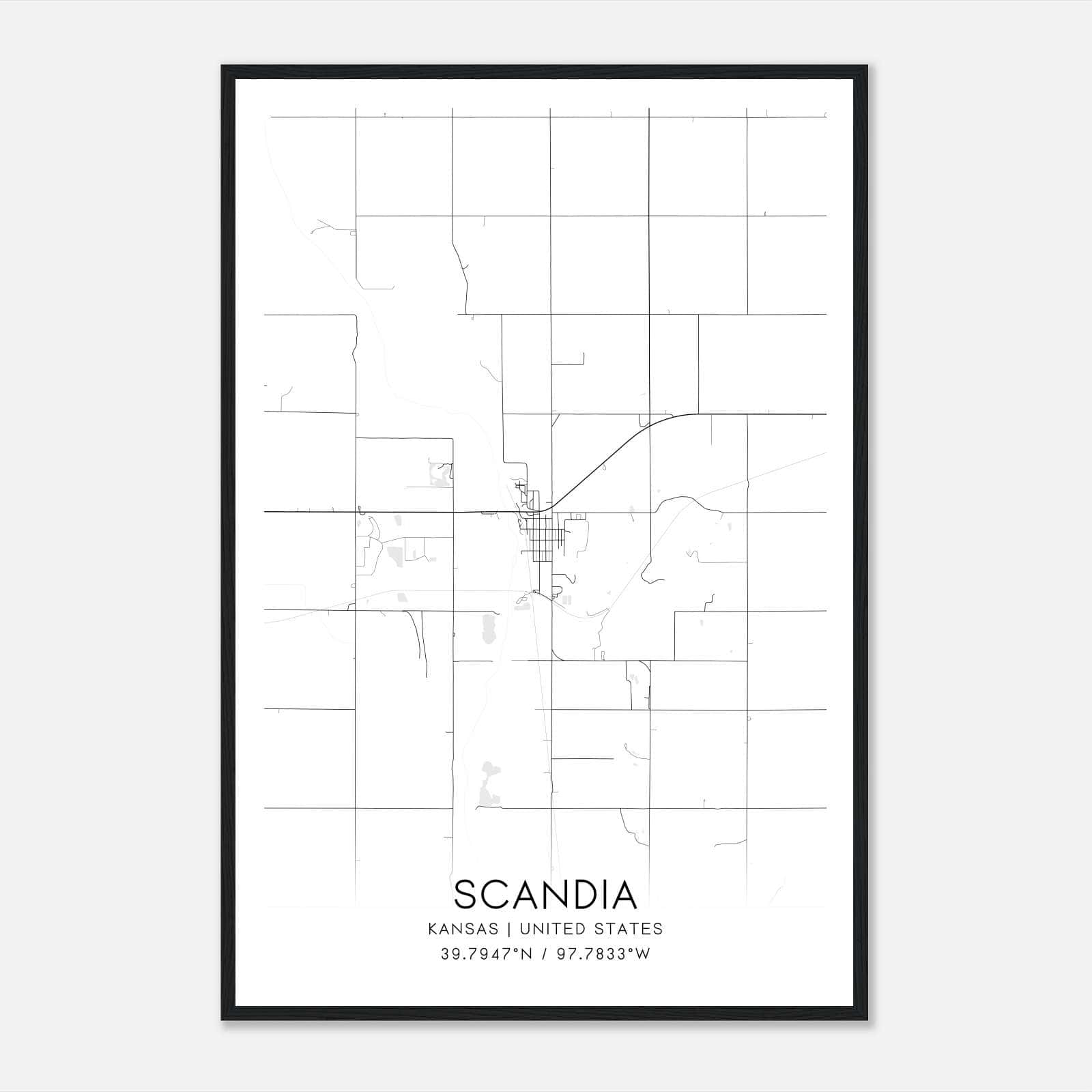 Scandia Kansas Map Poster, Modern Home Decor Wall Art Print Scandia Kansas Map Poster, Modern Home Decor Wall Art Print