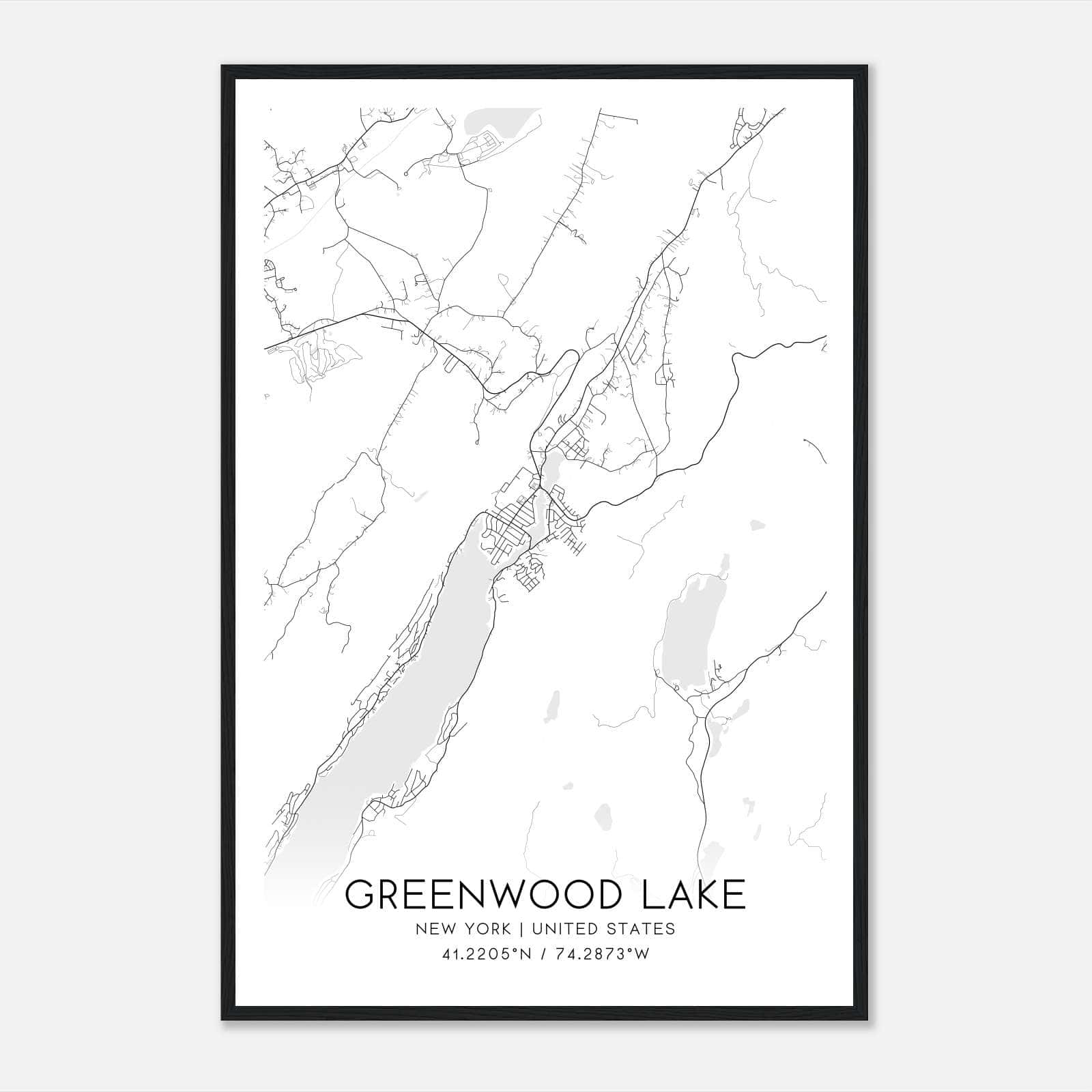 Greenwood Lake New York Map Poster, Modern Home Decor Wall Art Print Greenwood Lake New York Map Poster, Modern Home Decor Wall Art Print
