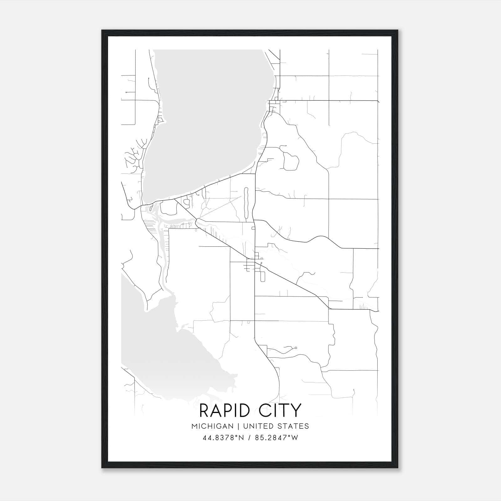 Rapid City Michigan Map Poster, Modern Home Decor Wall Art Print Rapid City Michigan Map Poster, Modern Home Decor Wall Art Print