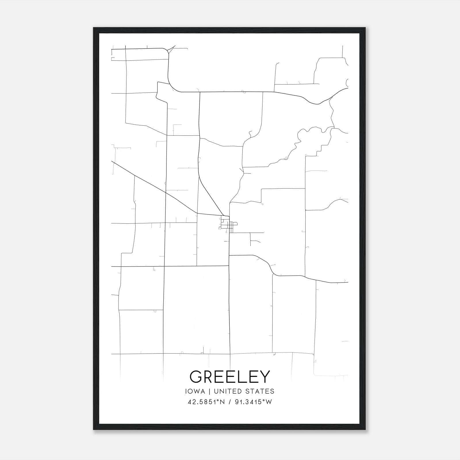 Greeley Iowa Map Poster, Modern Home Decor Wall Art Print Greeley Iowa Map Poster, Modern Home Decor Wall Art Print