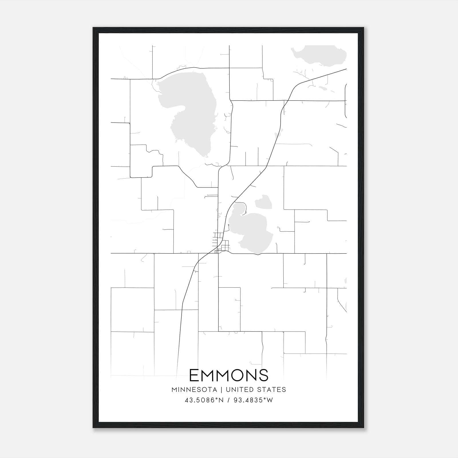 Emmons Minnesota Map Poster, Modern Home Decor Wall Art Print Emmons Minnesota Map Poster, Modern Home Decor Wall Art Print