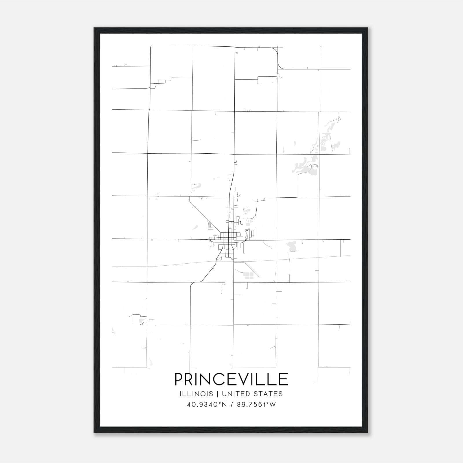 Princeville Illinois Map Poster, Modern Home Decor Wall Art Print Princeville Illinois Map Poster, Modern Home Decor Wall Art Print