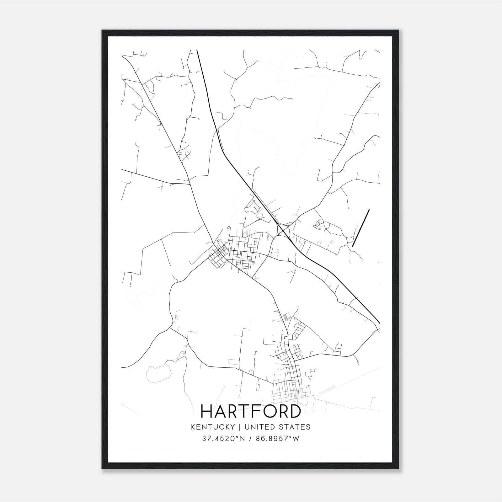 Hartford Kentucky Map Poster, Modern Home Decor Wall Art Print Hartford Kentucky Map Poster, Modern Home Decor Wall Art Print