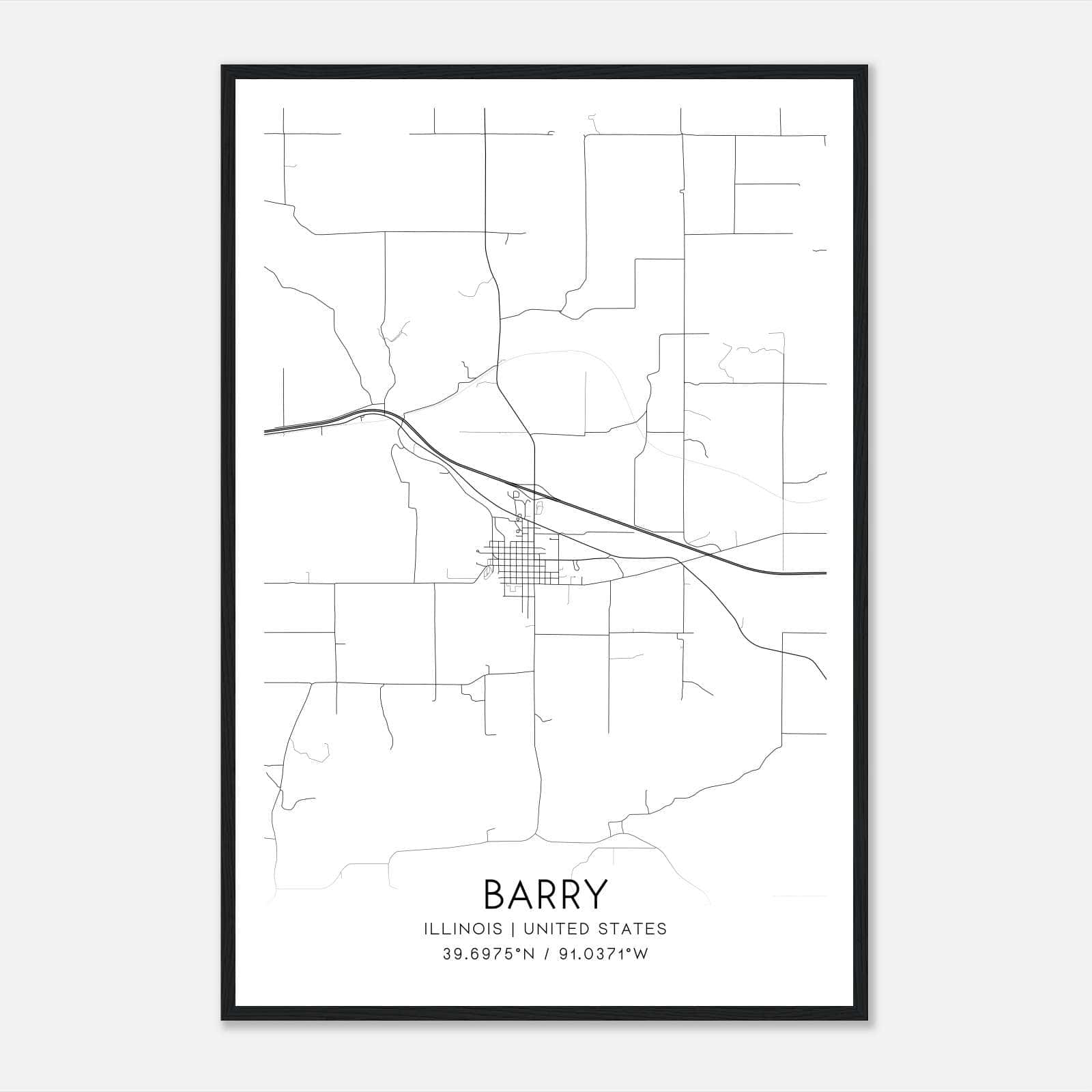 Barry Illinois Map Poster, Modern Home Decor Wall Art Print Barry Illinois Map Poster, Modern Home Decor Wall Art Print