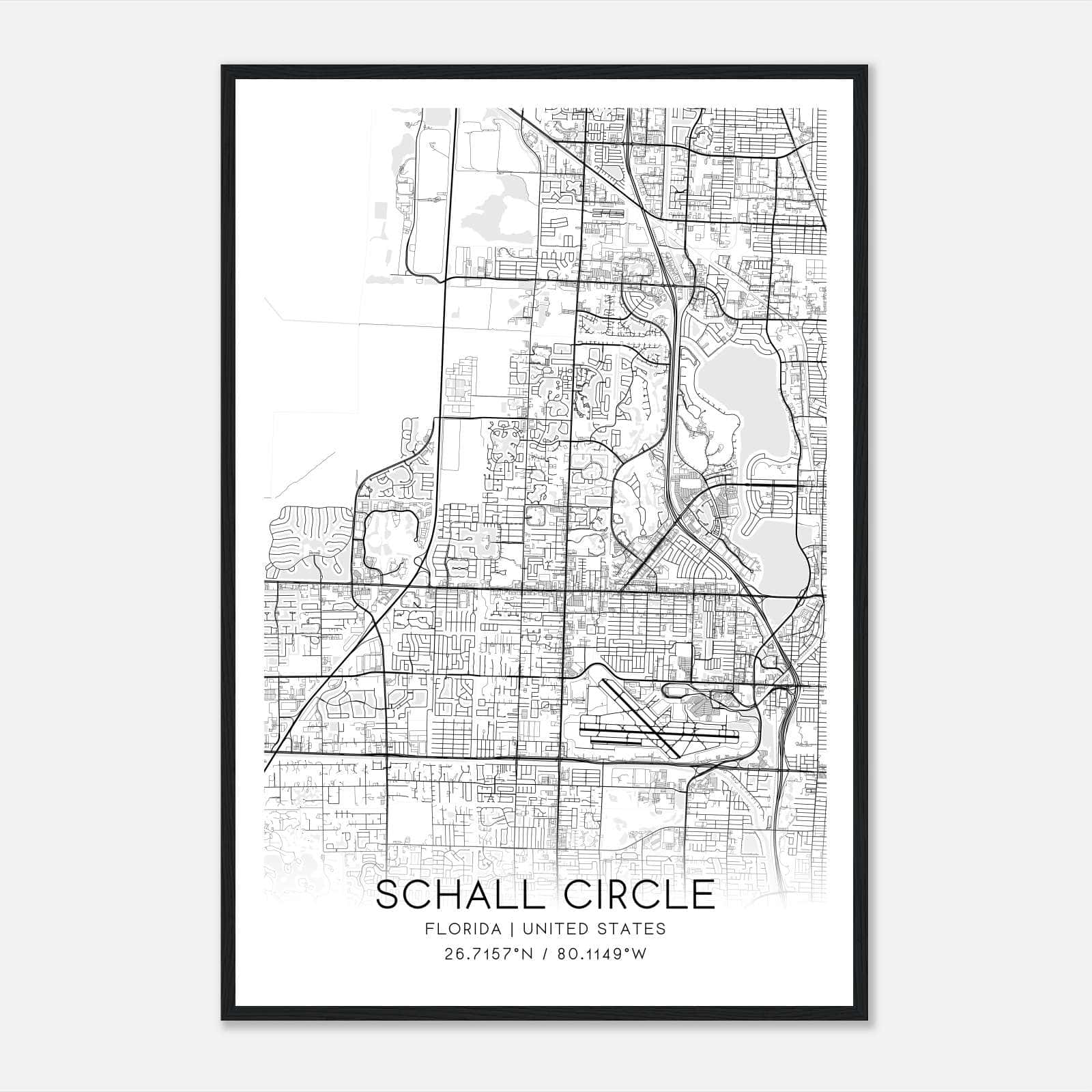 Schall Circle Florida Map Poster, Modern Home Decor Wall Art Print Schall Circle Florida Map Poster, Modern Home Decor Wall Art Print