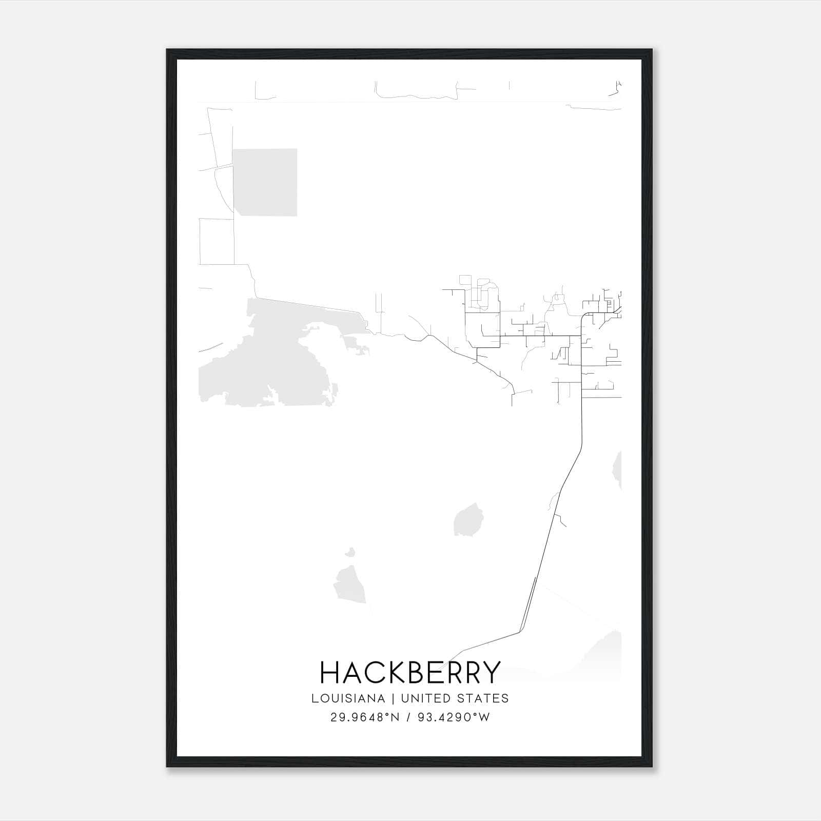Hackberry Louisiana Map Poster, Modern Home Decor Wall Art Print Hackberry Louisiana Map Poster, Modern Home Decor Wall Art Print