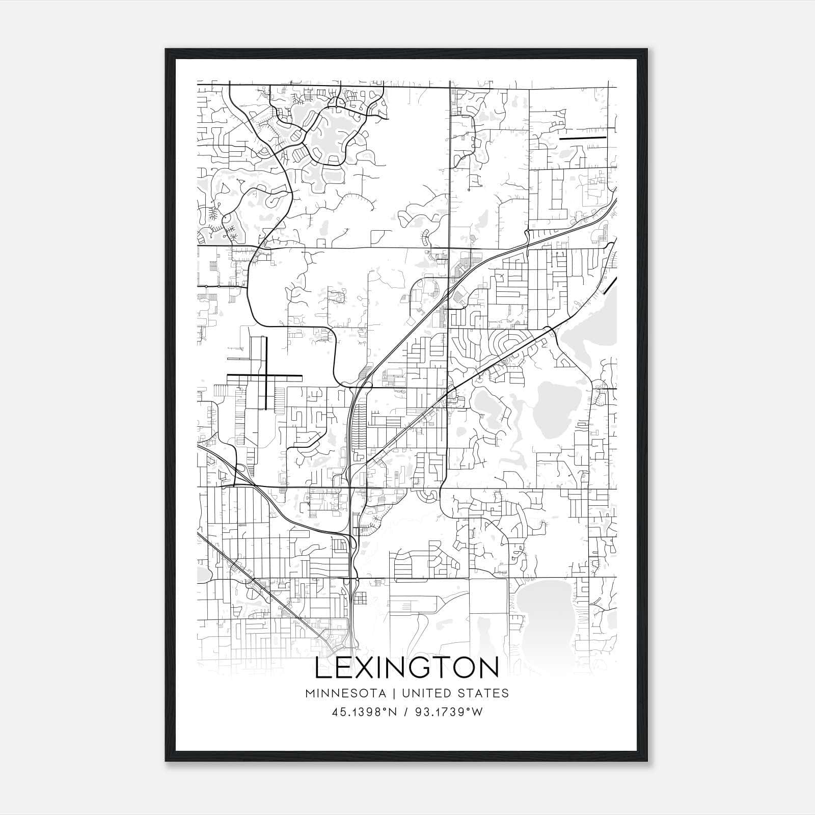 Lexington Minnesota Map Poster, Modern Home Decor Wall Art Print Lexington Minnesota Map Poster, Modern Home Decor Wall Art Print