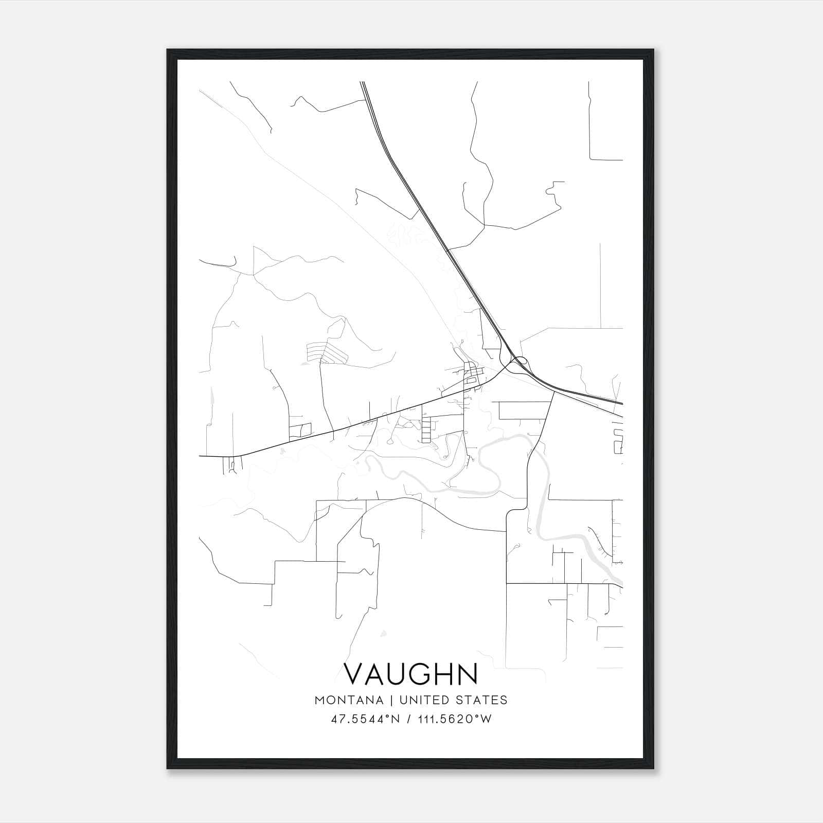 Vaughn Montana Map Poster, Modern Home Decor Wall Art Print Vaughn Montana Map Poster, Modern Home Decor Wall Art Print